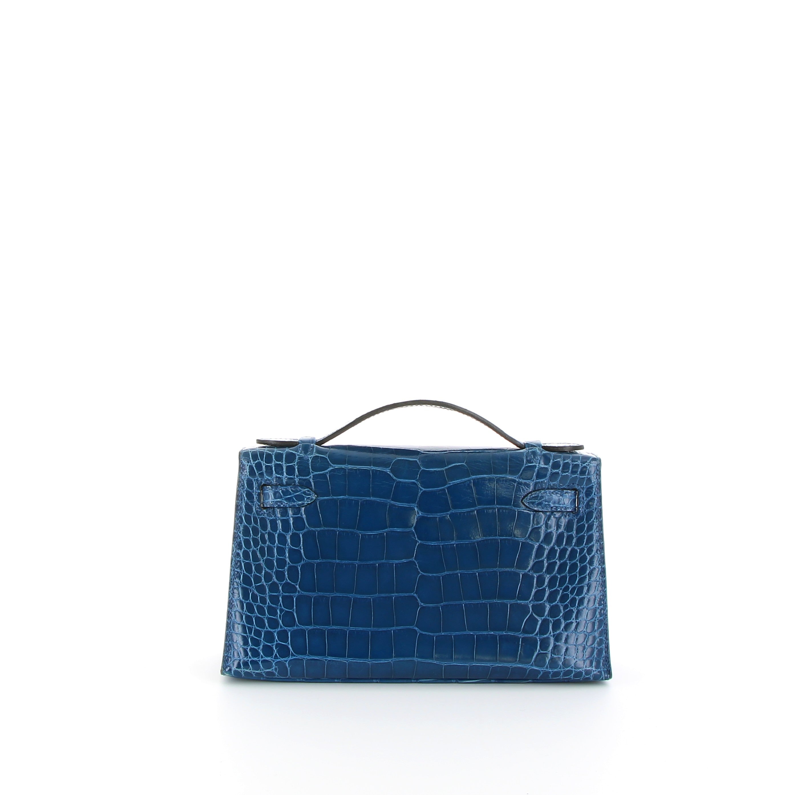 Hermès Kelly Pochette in Bleu Mykonos in Alligator with Gold Hardware