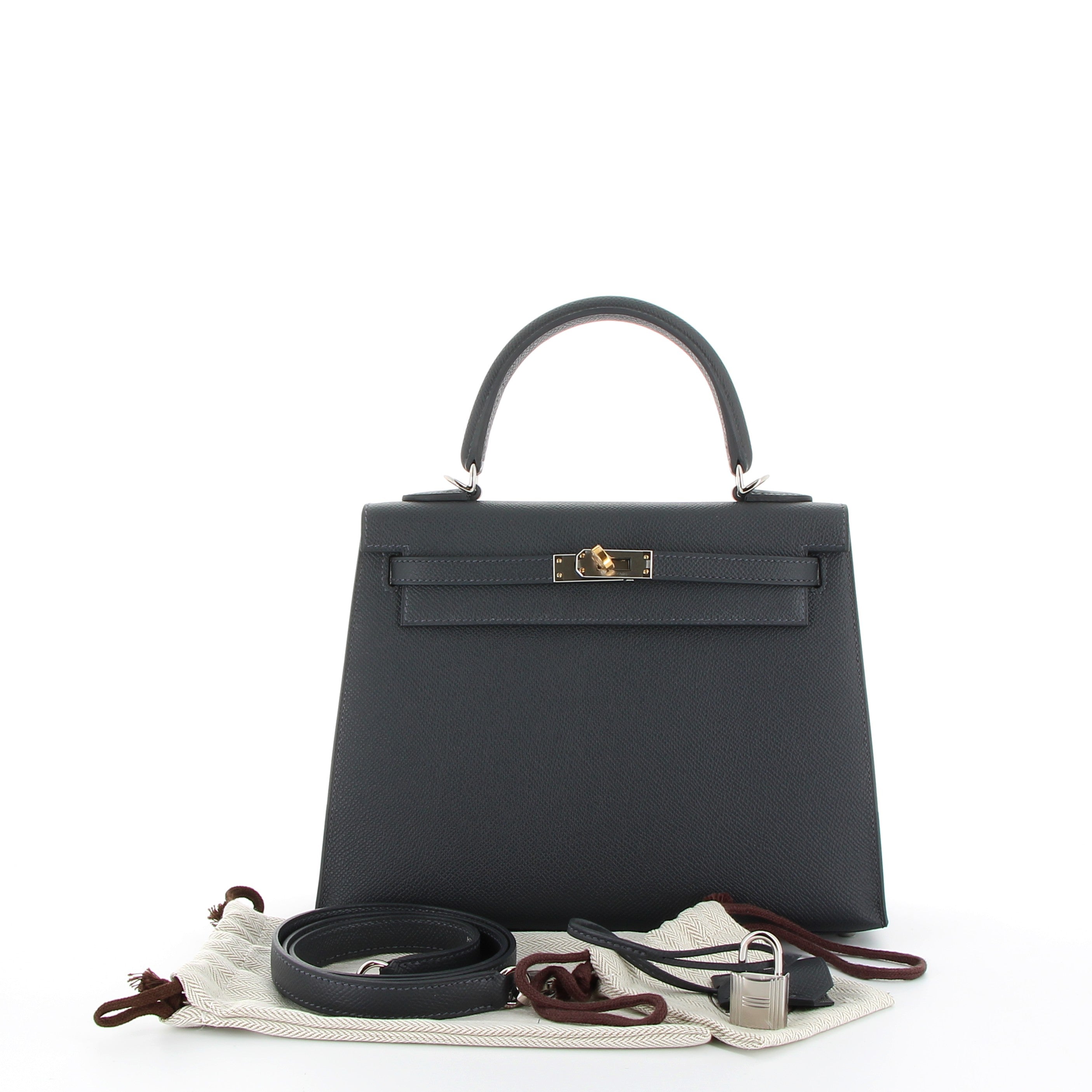 Hermès Kelly 25cm Ardoise Epsom with Electrum Hardware