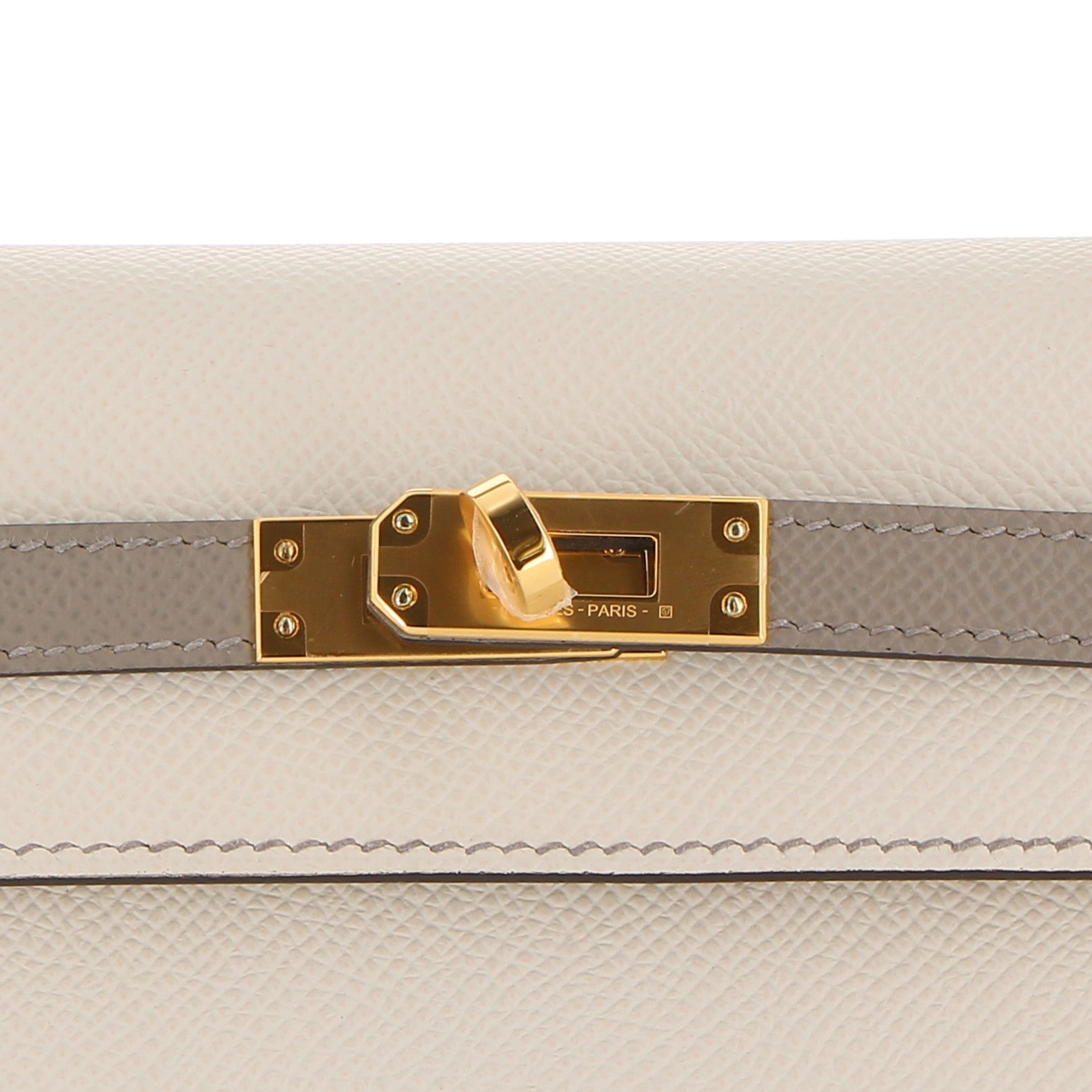 Hermès Kelly 25cm Craie Gris Asphalte Epsom with Gold Hardware