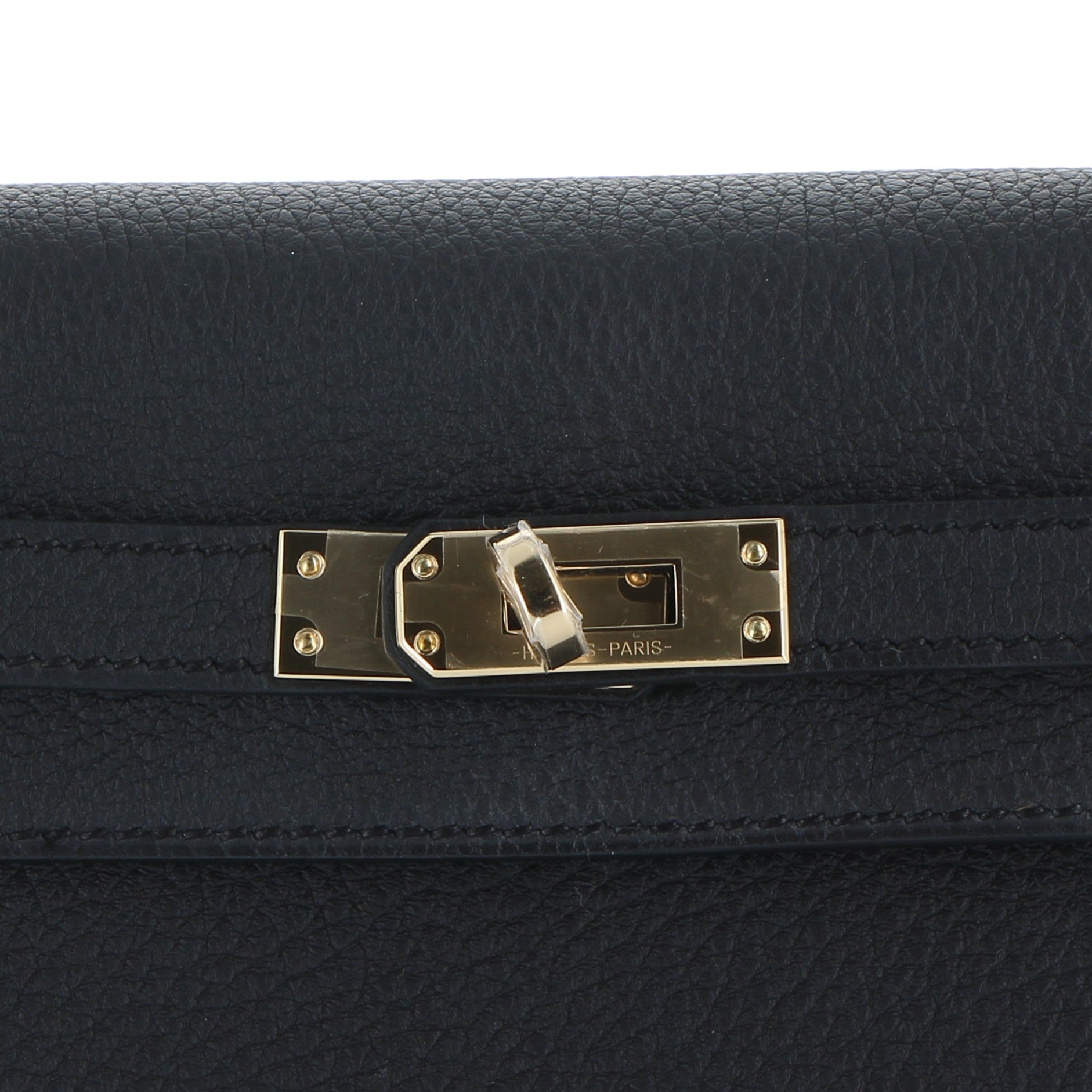 Hermès Kelly 25cm in Black Togo with Champagne Hardware