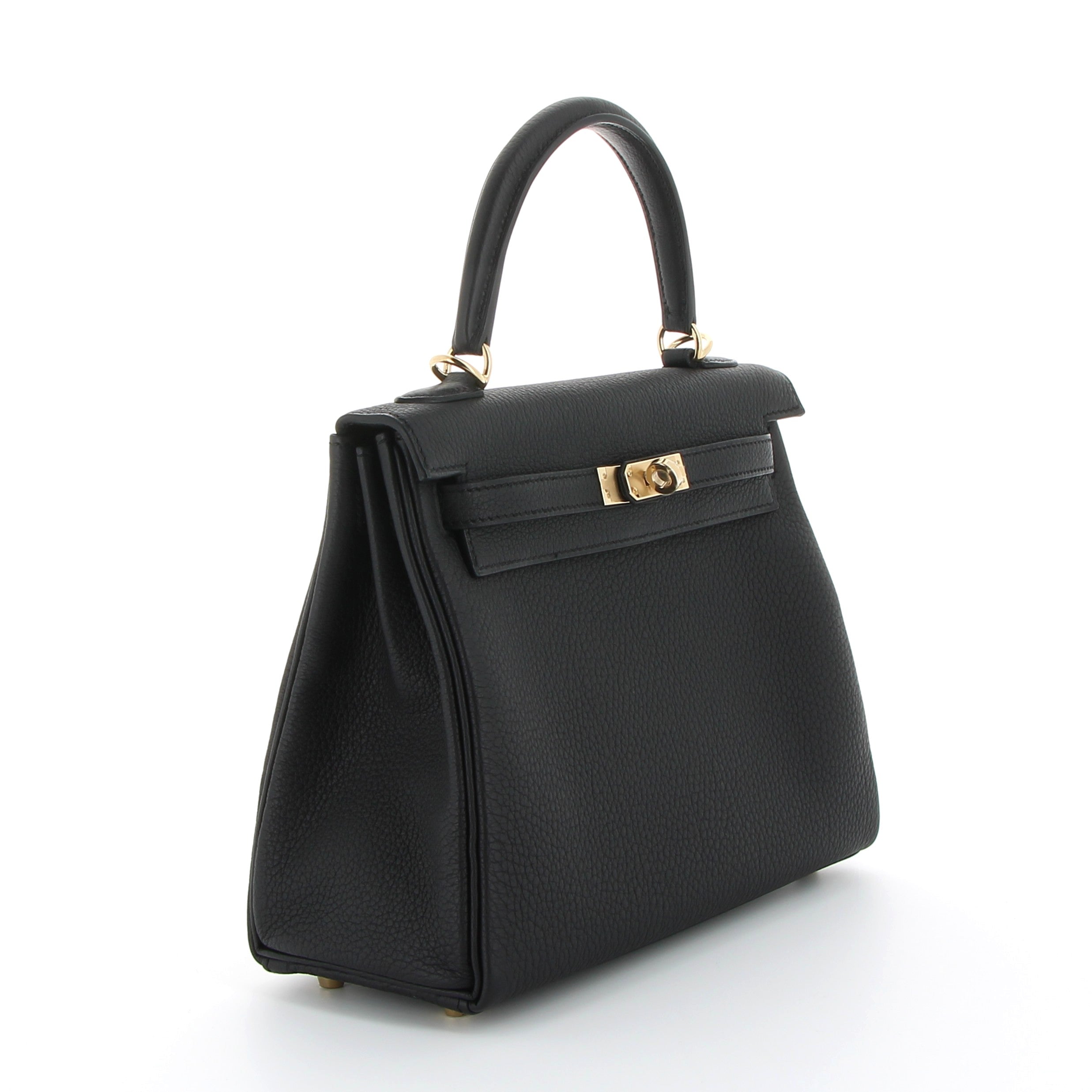 Hermès Kelly 25cm in Black Togo with Champagne Hardware