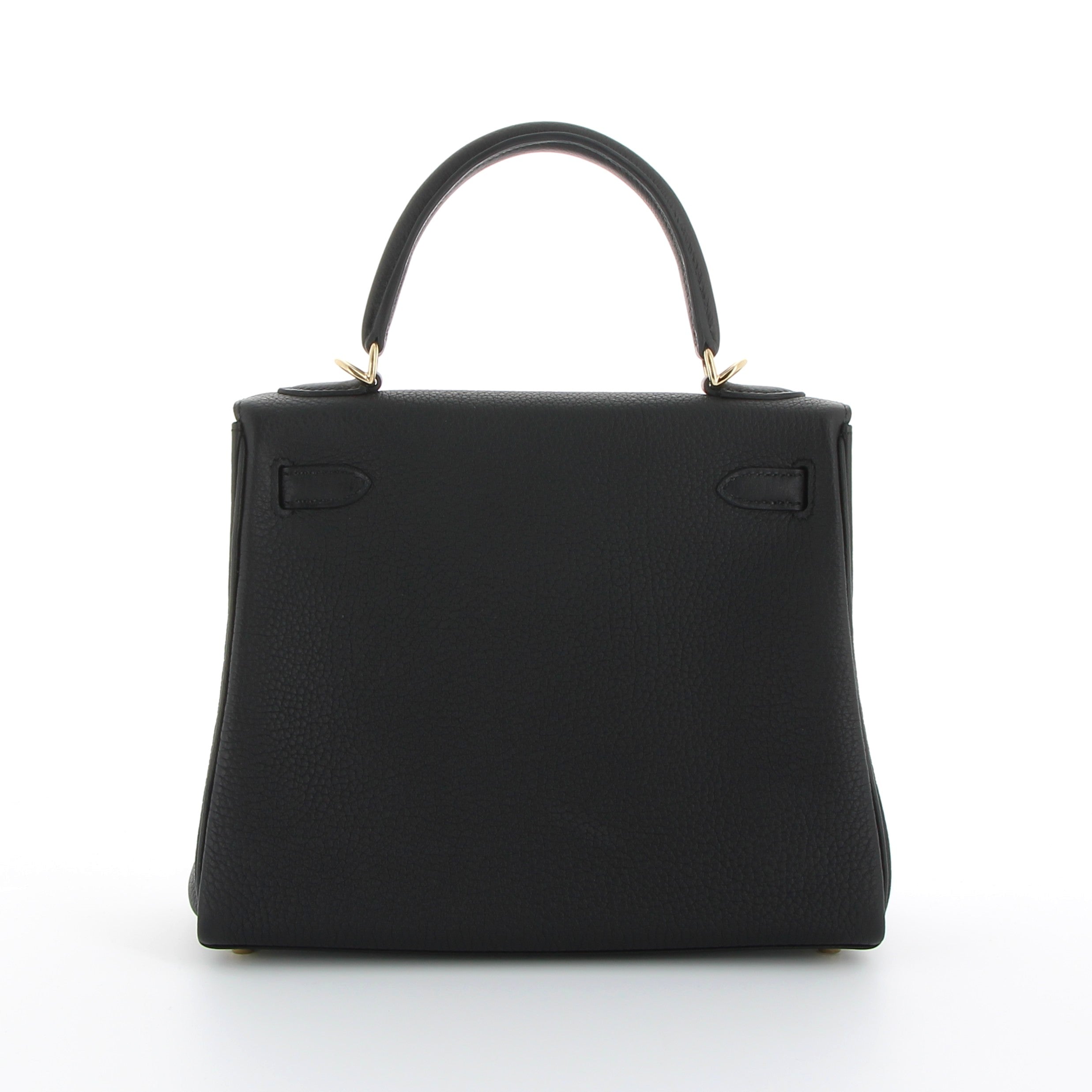 Hermès Kelly 25cm in Black Togo with Champagne Hardware