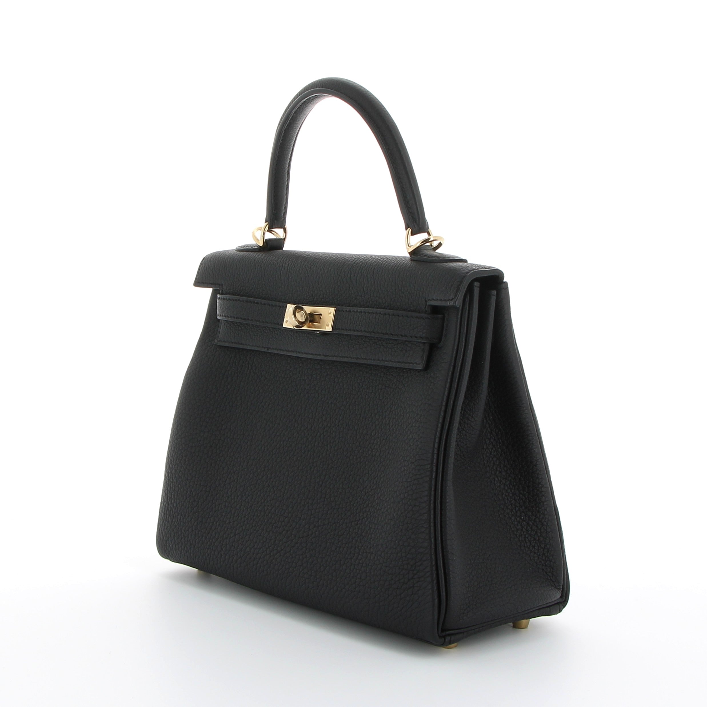 Hermès Kelly 25cm in Black Togo with Champagne Hardware