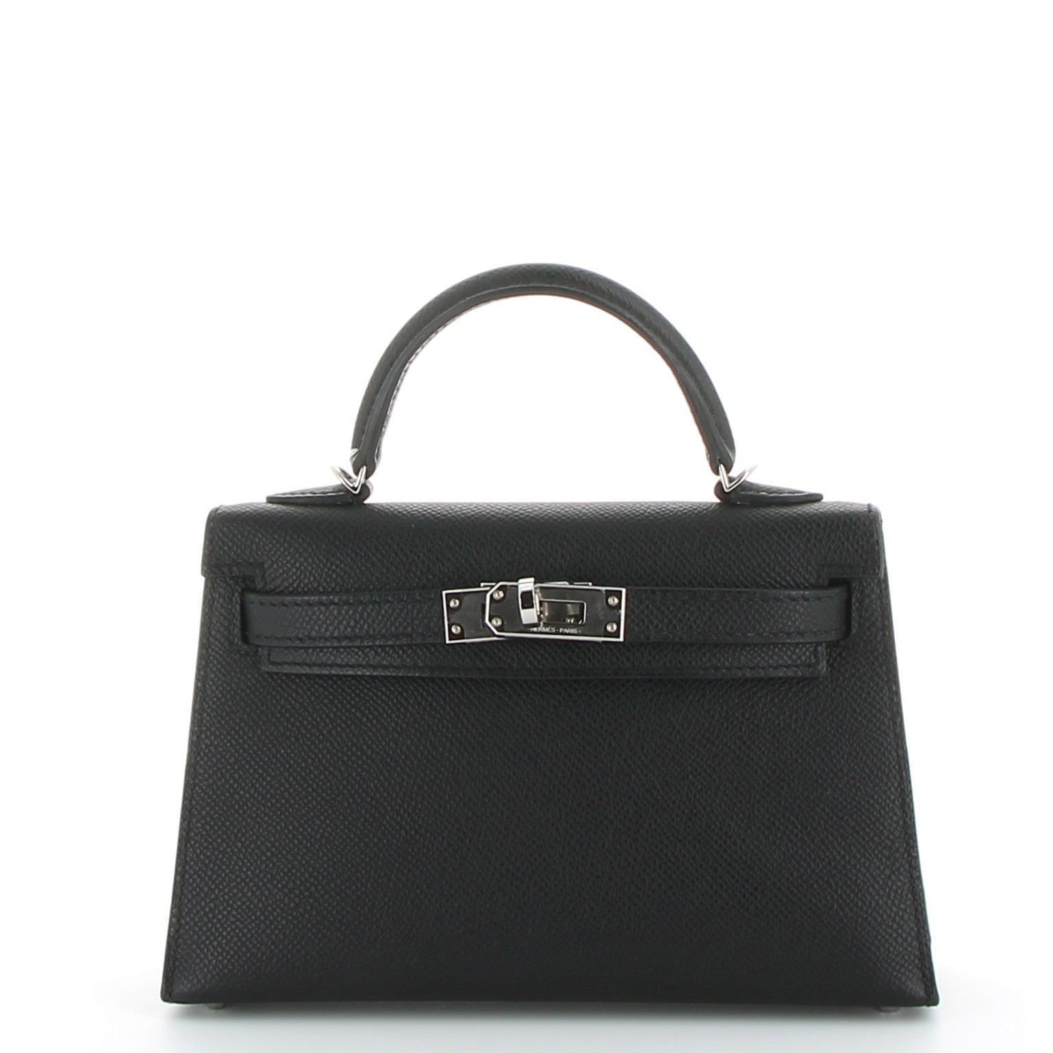HERMES Kelly 20 Noir Epsom Leather Palladium Hardware