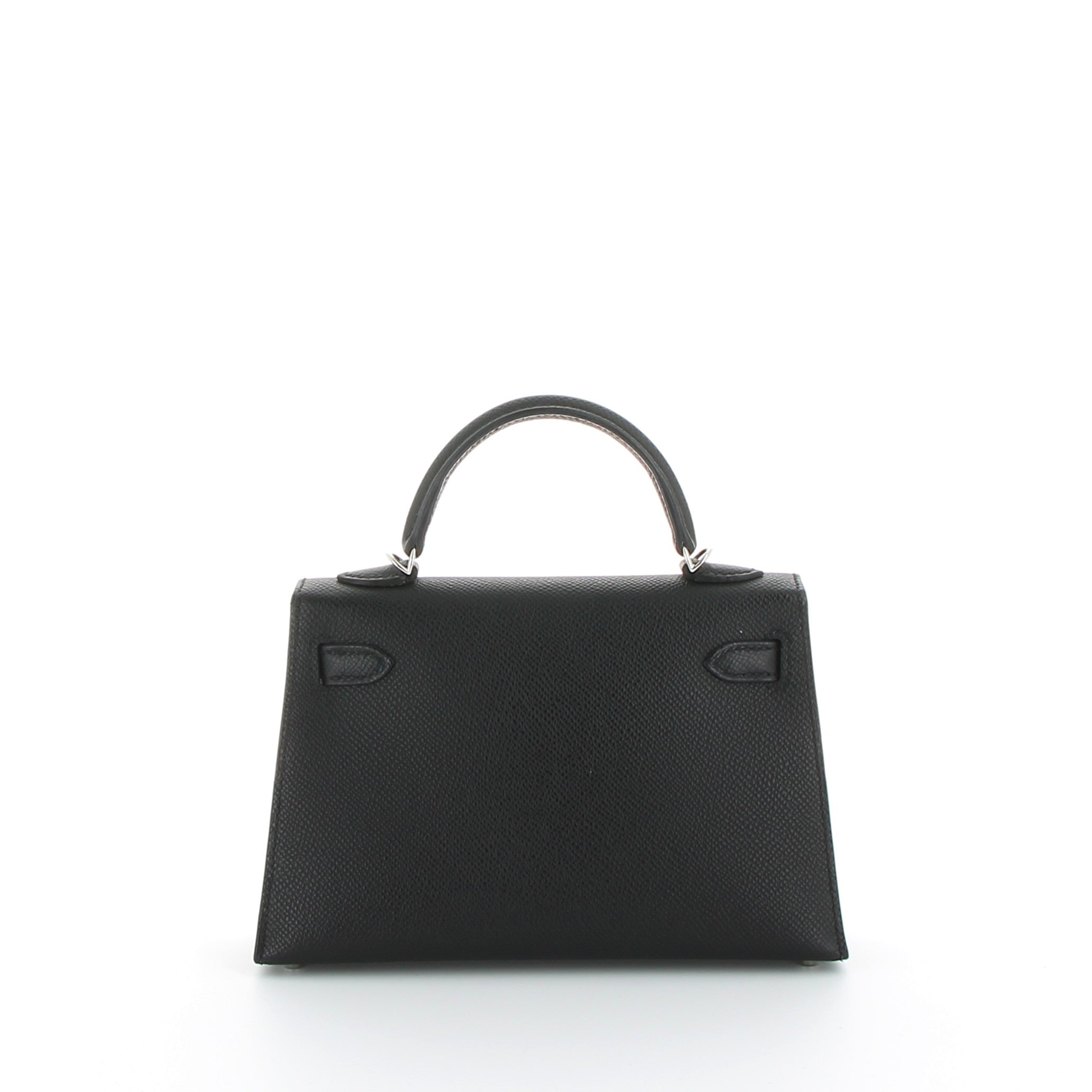 HERMES Kelly 20 Noir Epsom Leather Palladium Hardware