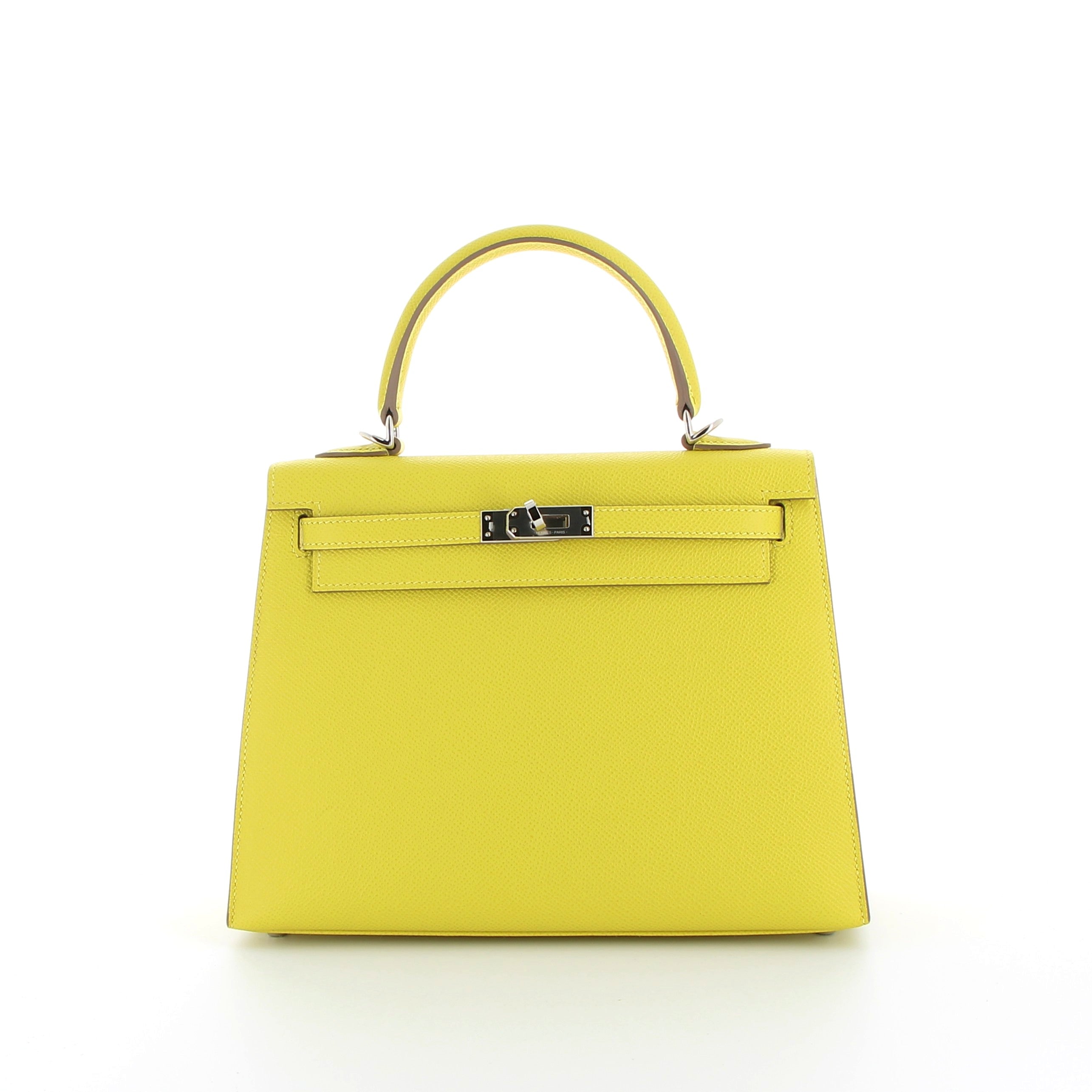 Hermès Kelly 25cm Jaune Lime Epsom with Palladium Hardware