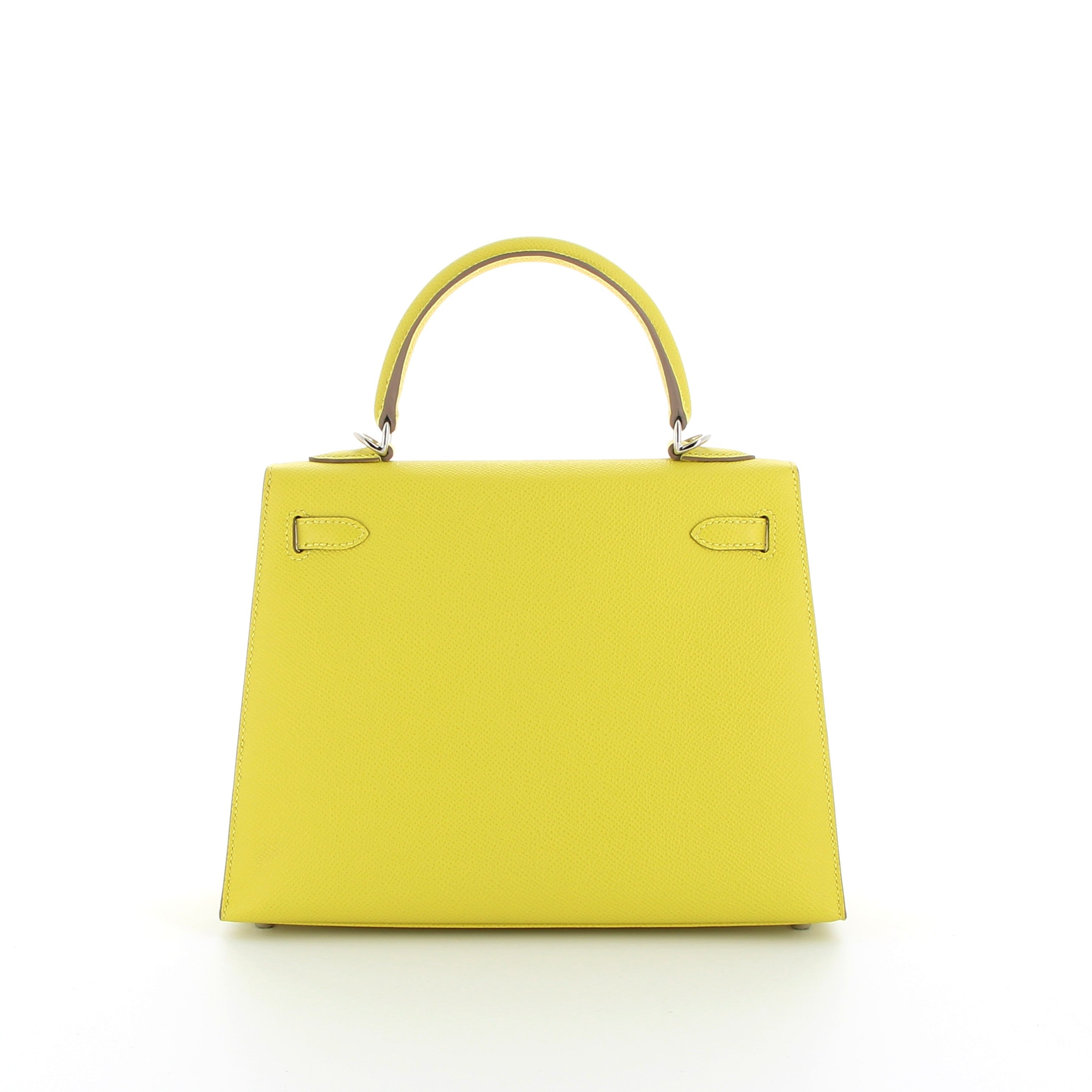 Hermès Kelly 25cm Jaune Lime Epsom with Palladium Hardware