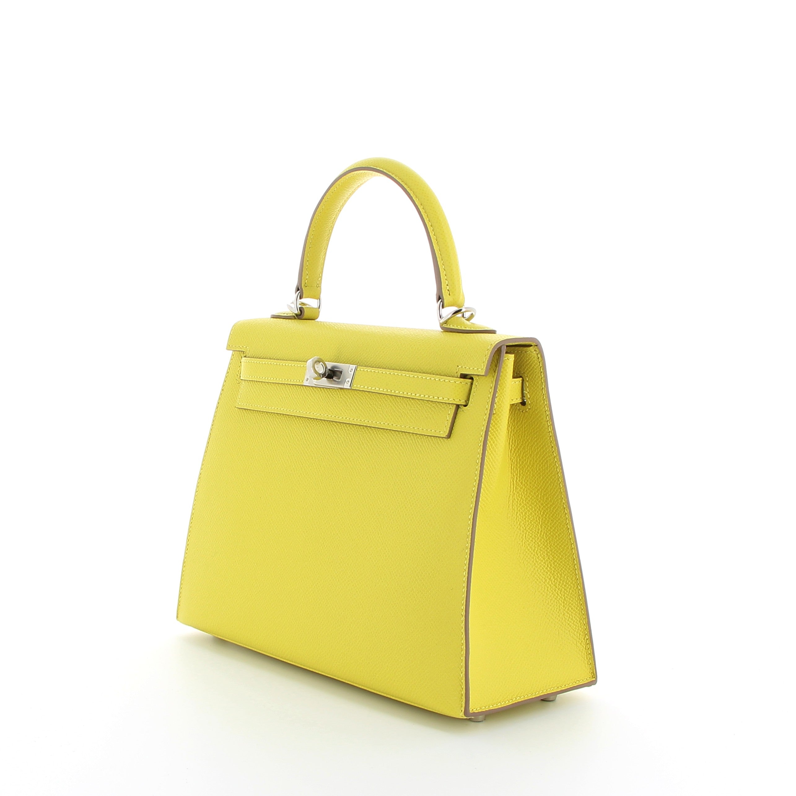 Hermès Kelly 25cm Jaune Lime Epsom with Palladium Hardware