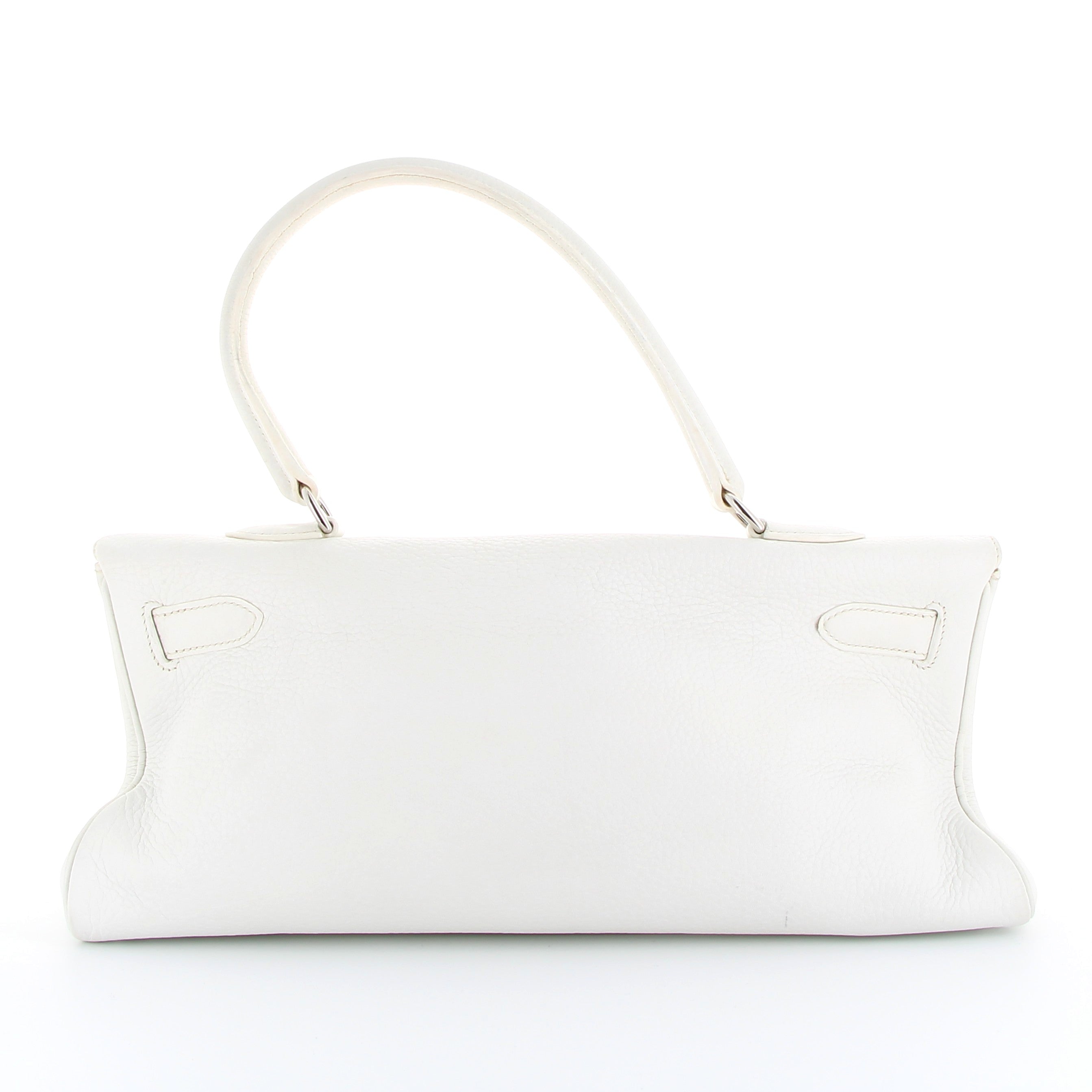 Hermès Kelly Shoulder 42cm in White Taurillon Clémence with Palladium Hardware