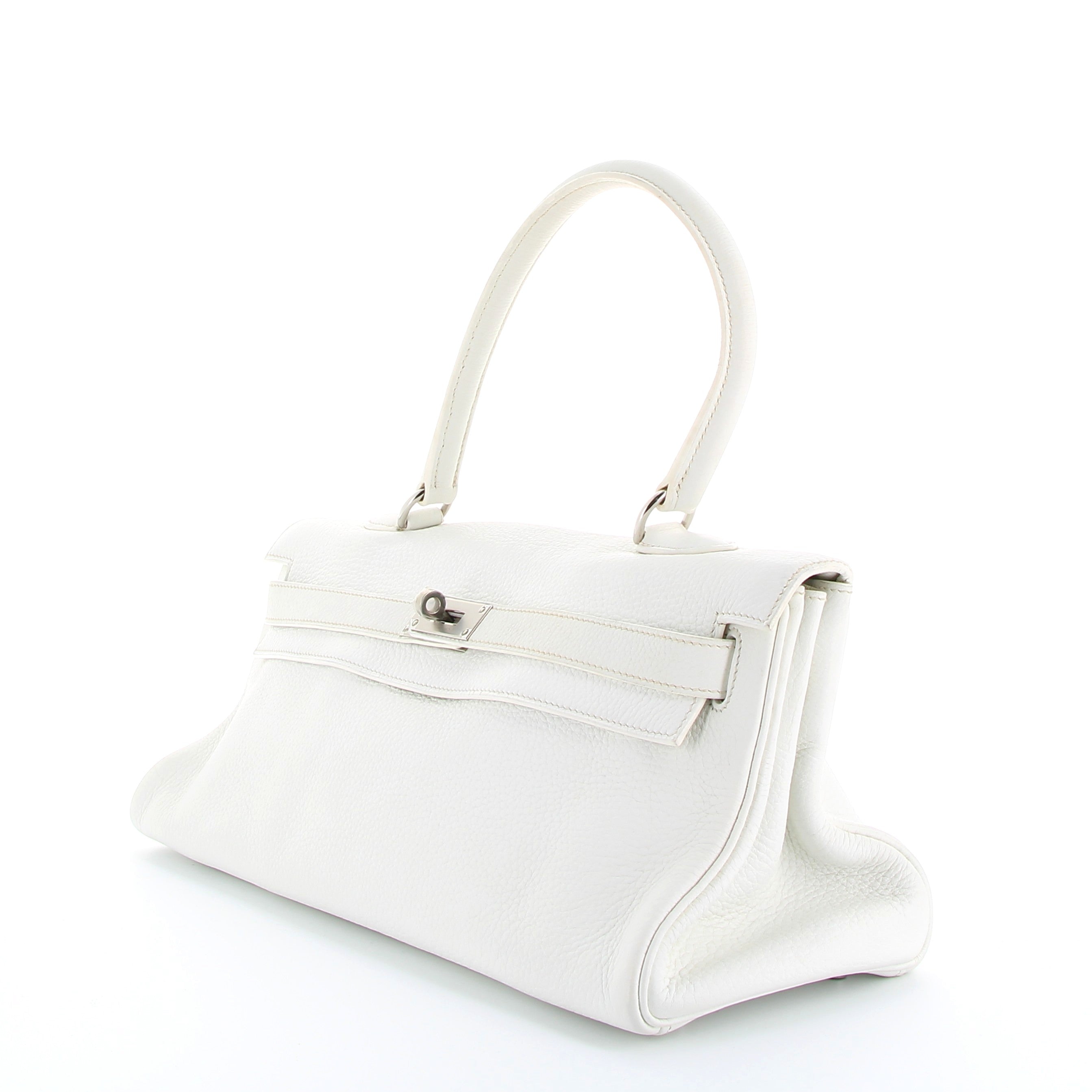 Hermès Kelly Shoulder 42cm in White Taurillon Clémence with Palladium Hardware