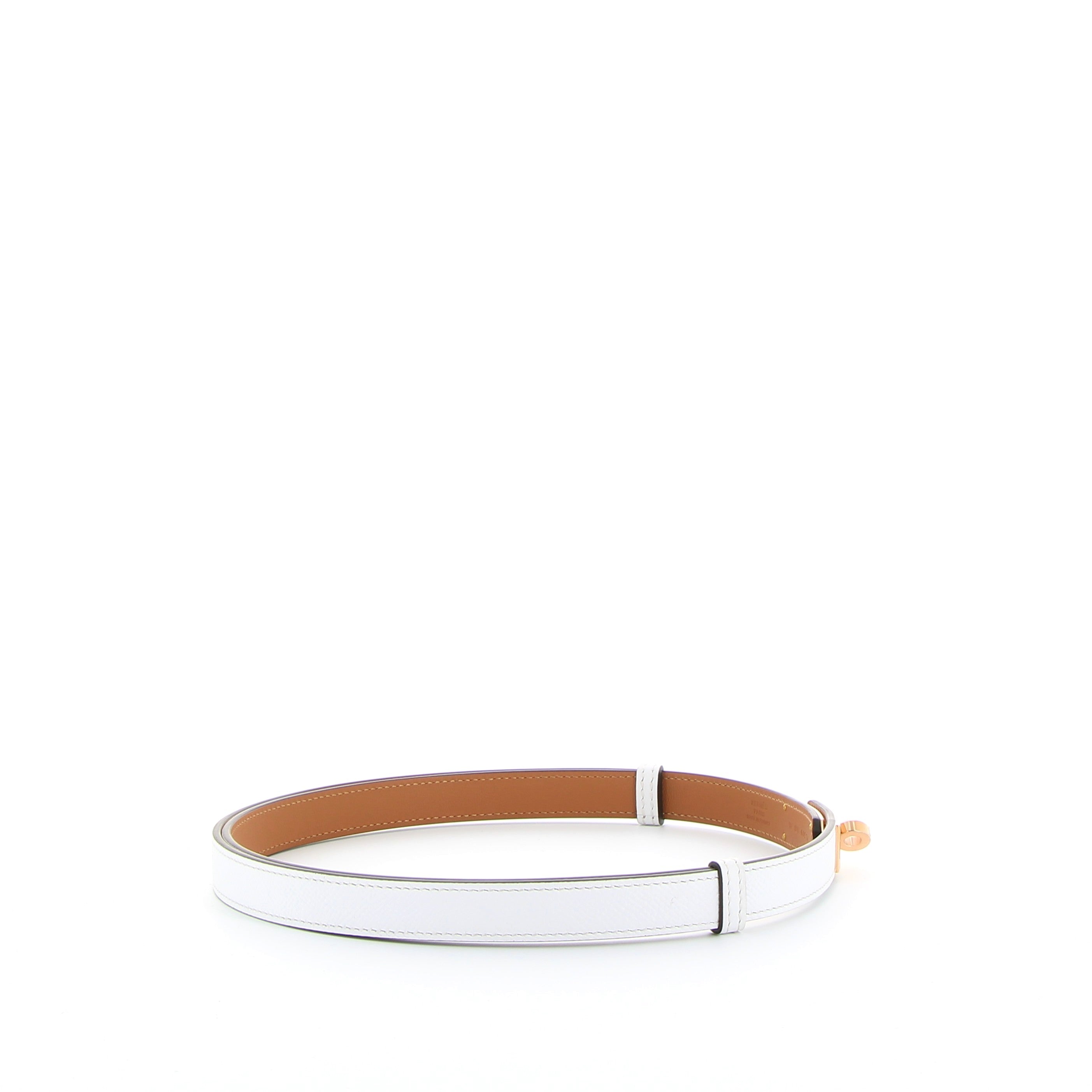 Hermès Kelly Belt 18 in White with Rose Gold Hardware