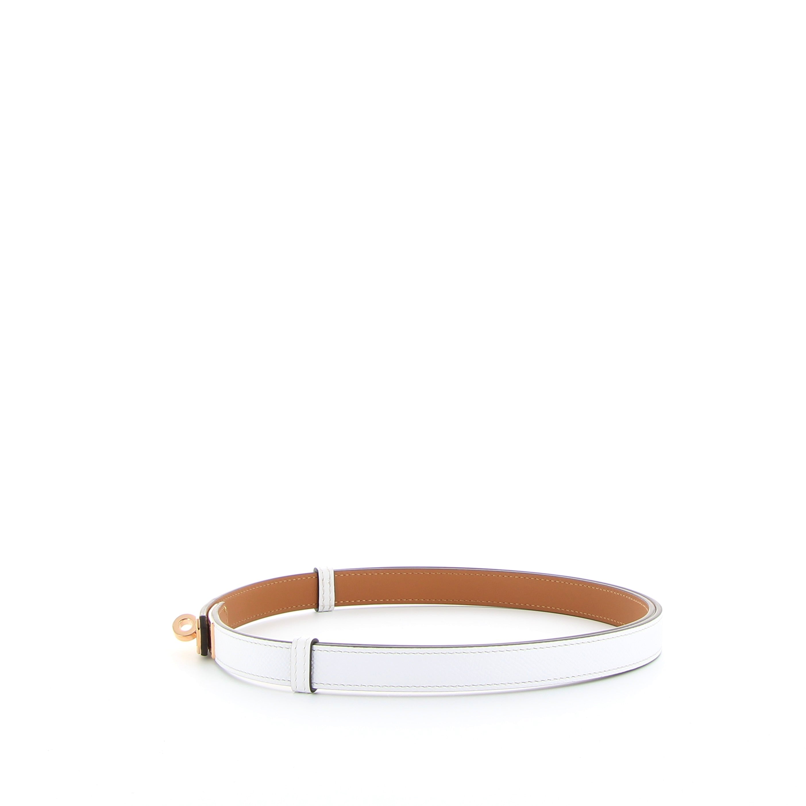 Hermès Kelly Belt 18 in White with Rose Gold Hardware