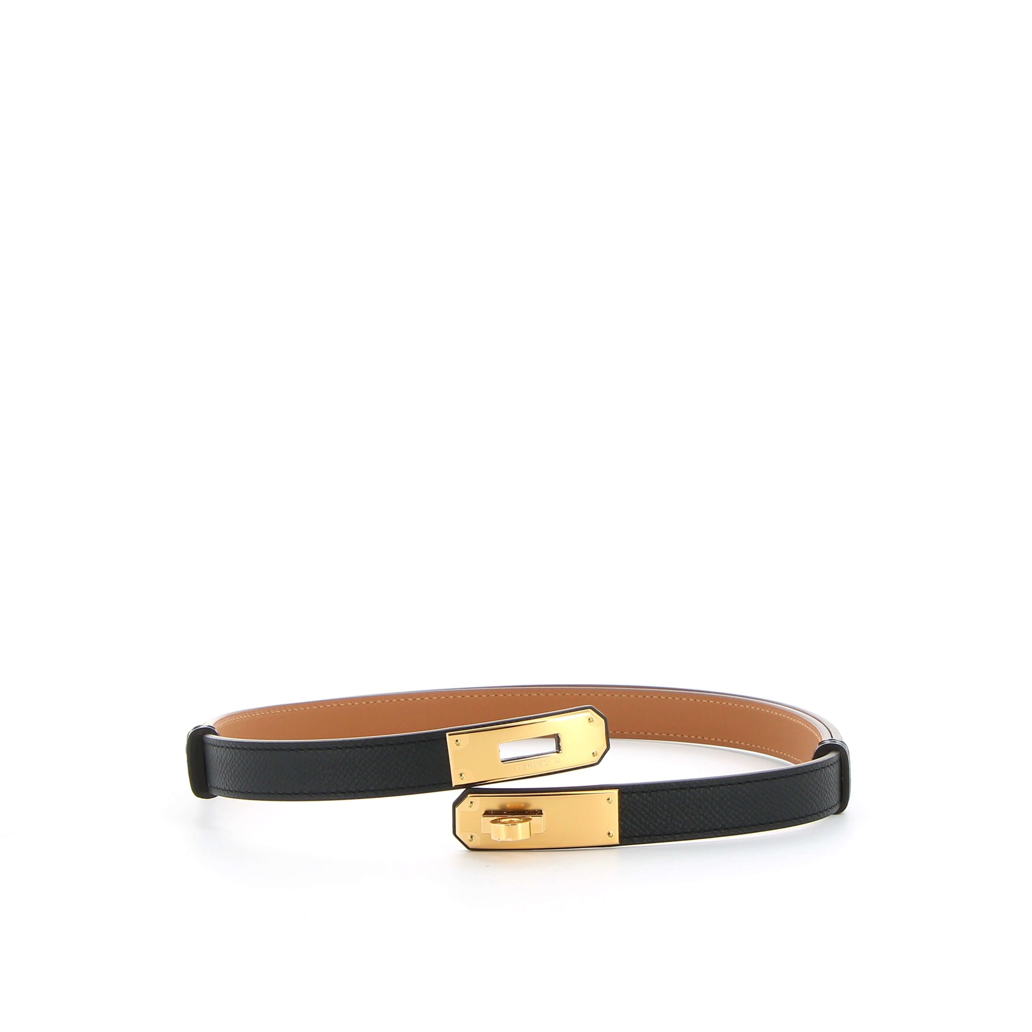 Hermès Kelly Belt 18 in Black Epsom & Gold Hardware