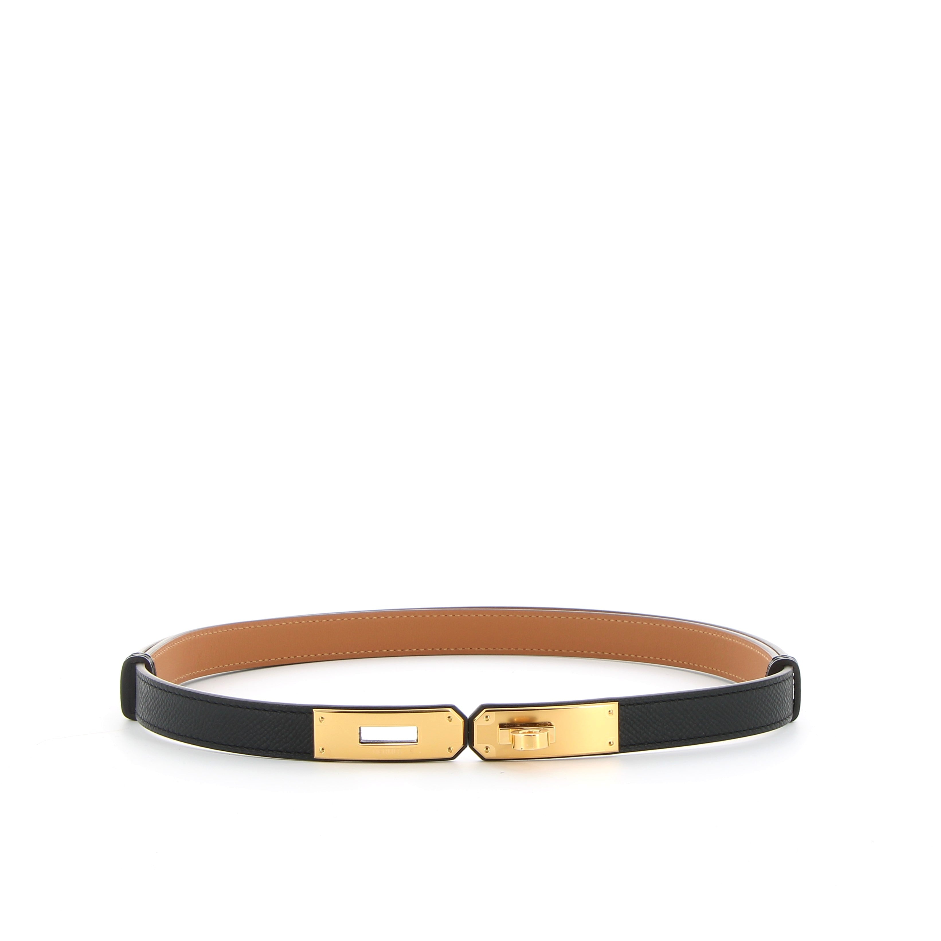 Hermès Kelly Belt 18 in Black Epsom & Gold Hardware