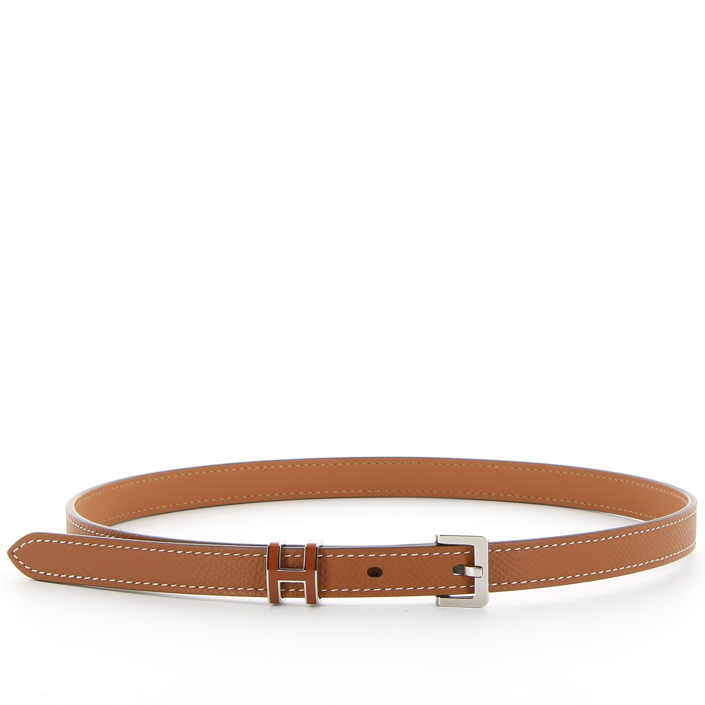 HERMÈS Pop H 15 belt in Gold Epsom leather with palladium hardware