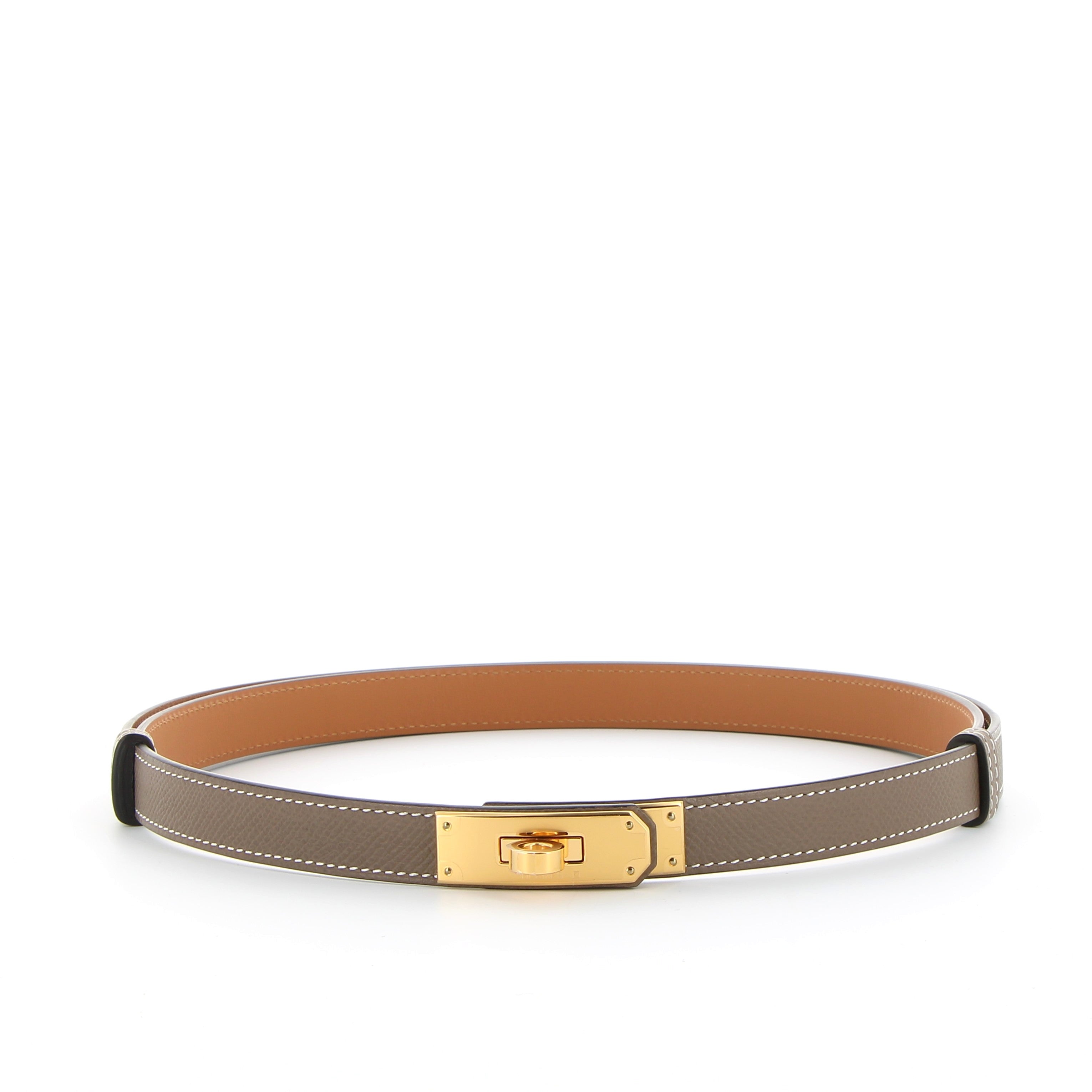 Hermès Kelly Belt Etoupe Epsom with Gold Hardware