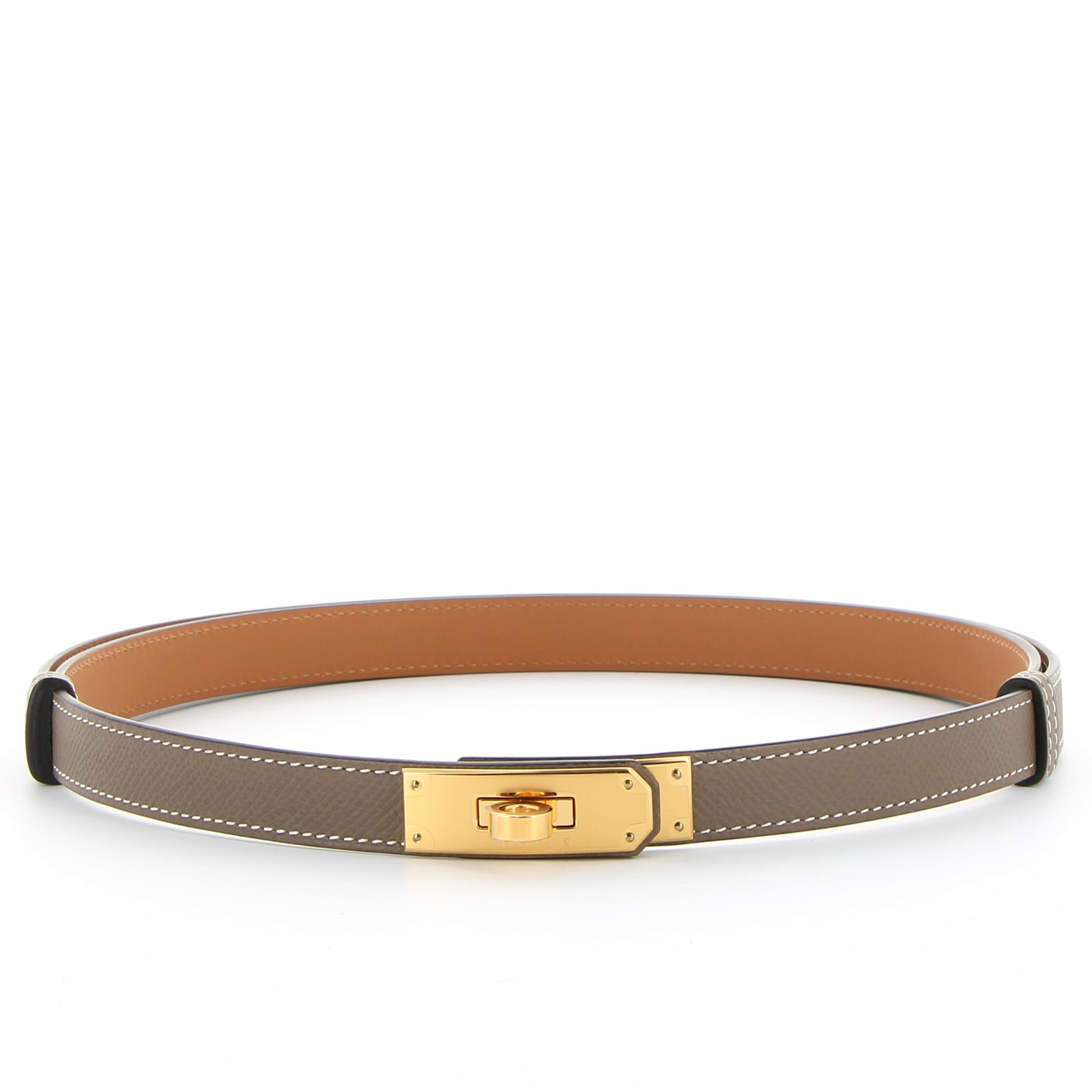 HERMES Kelly 18 Belt Étoupe Epsom Yellow Gold Hardware