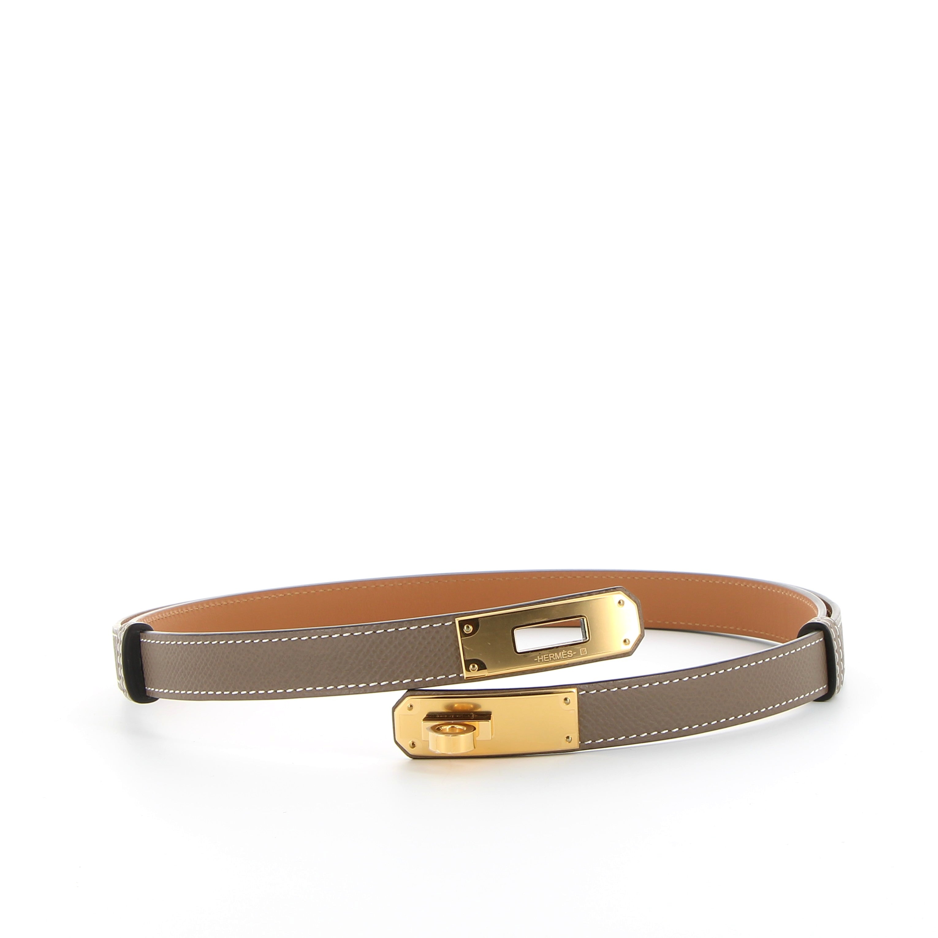 HERMES Kelly 18 Belt Étoupe Epsom Yellow Gold Hardware