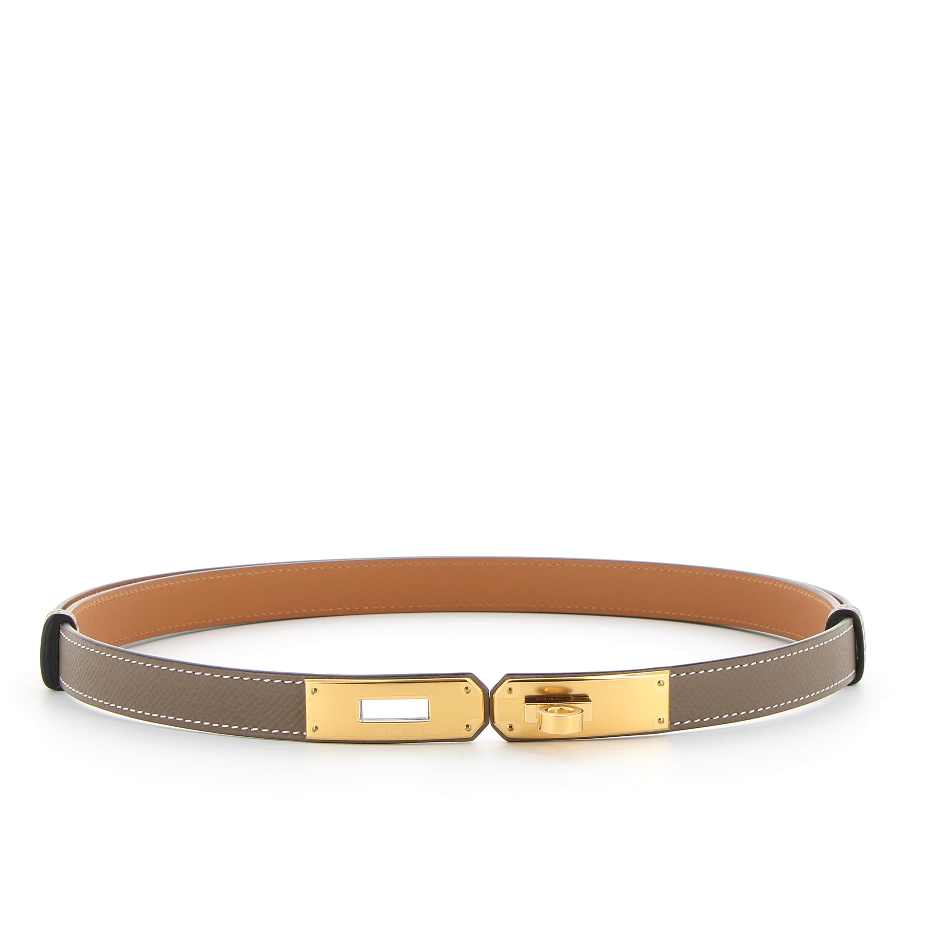 Hermès Kelly Belt Etoupe Epsom with Gold Hardware