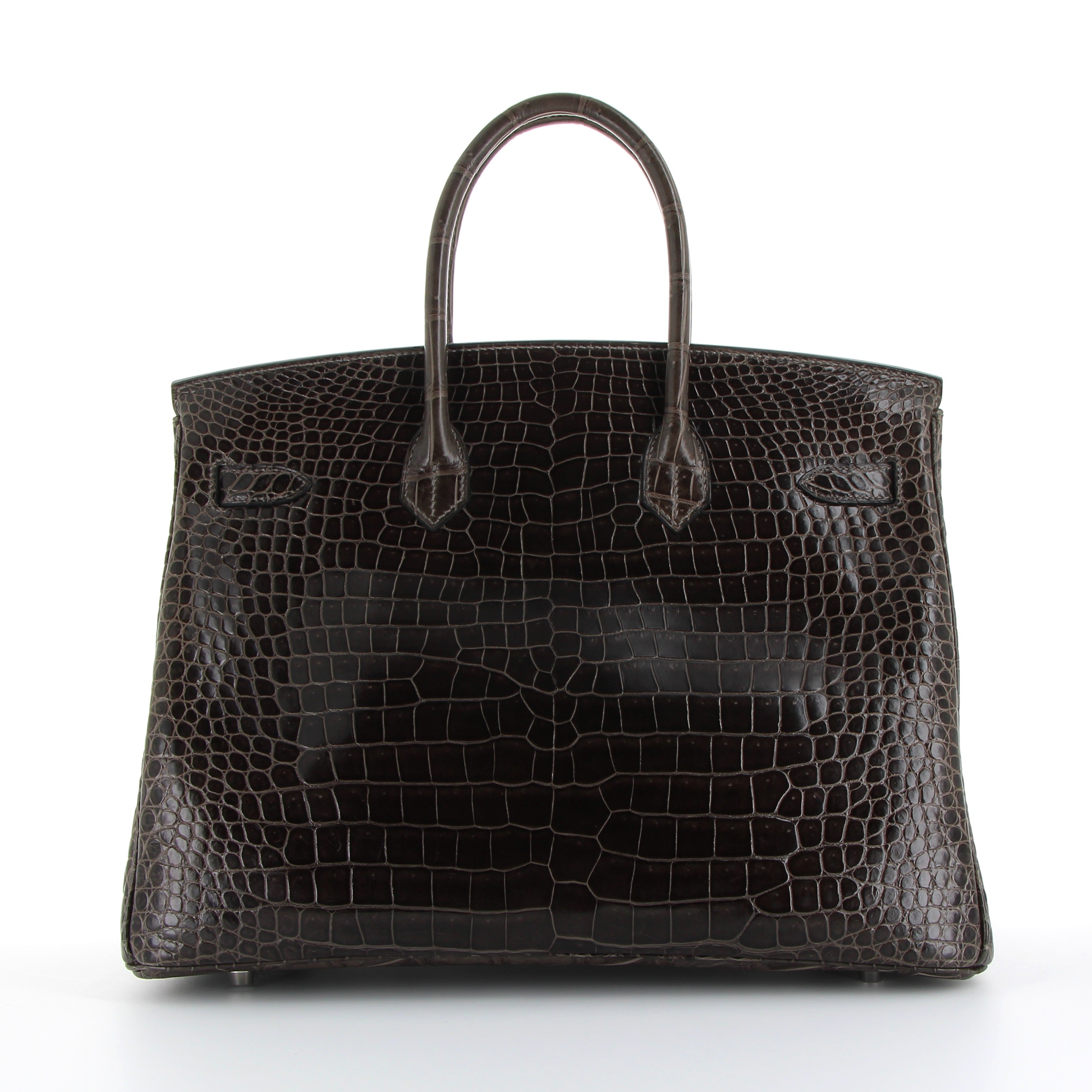 HERMES Birkin 35 Gris Graphite Crocodile Porosus Palladium hardware
