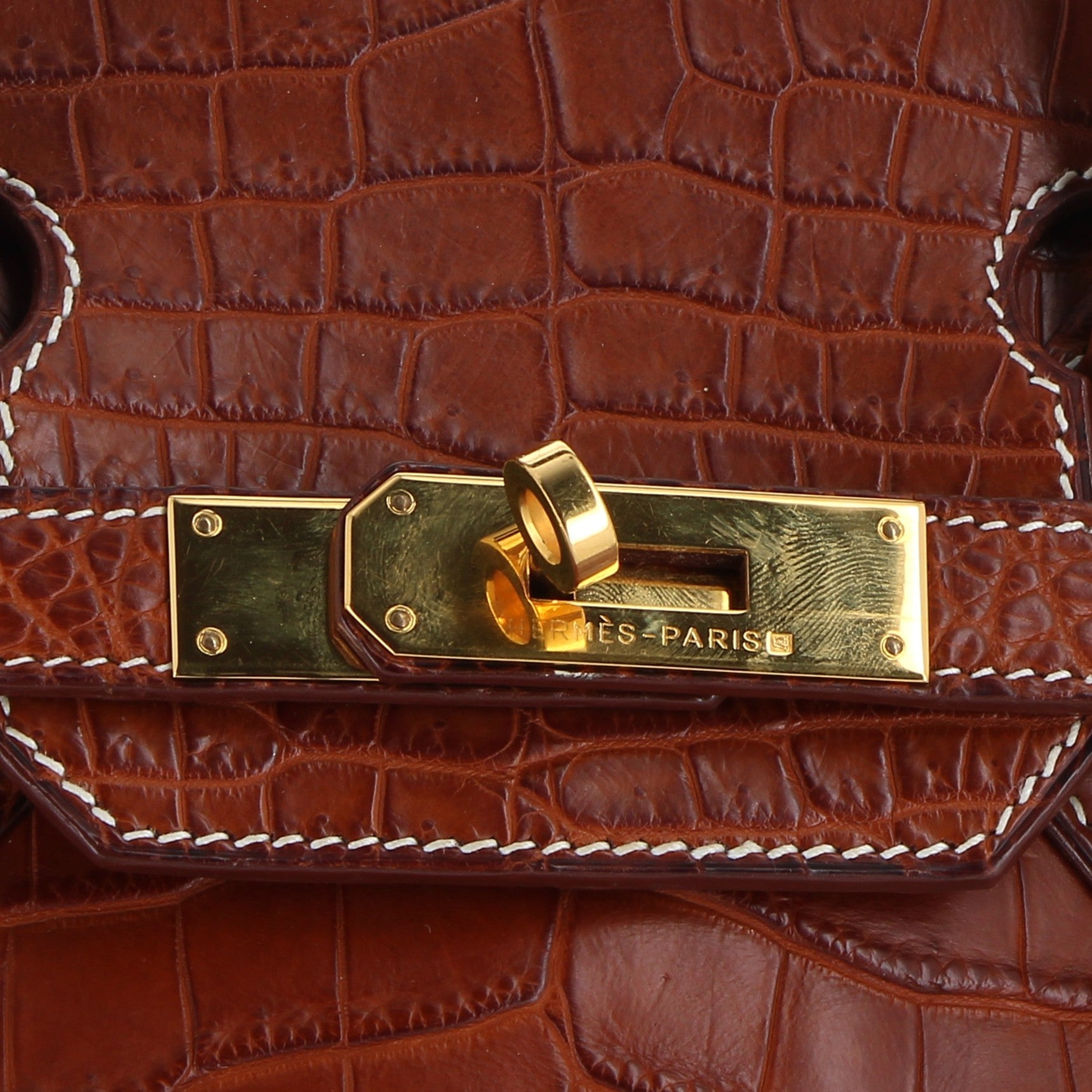 HERMES Birkin 30 Barenia Fauve Crocodile Matte Yellow Gold Hardware