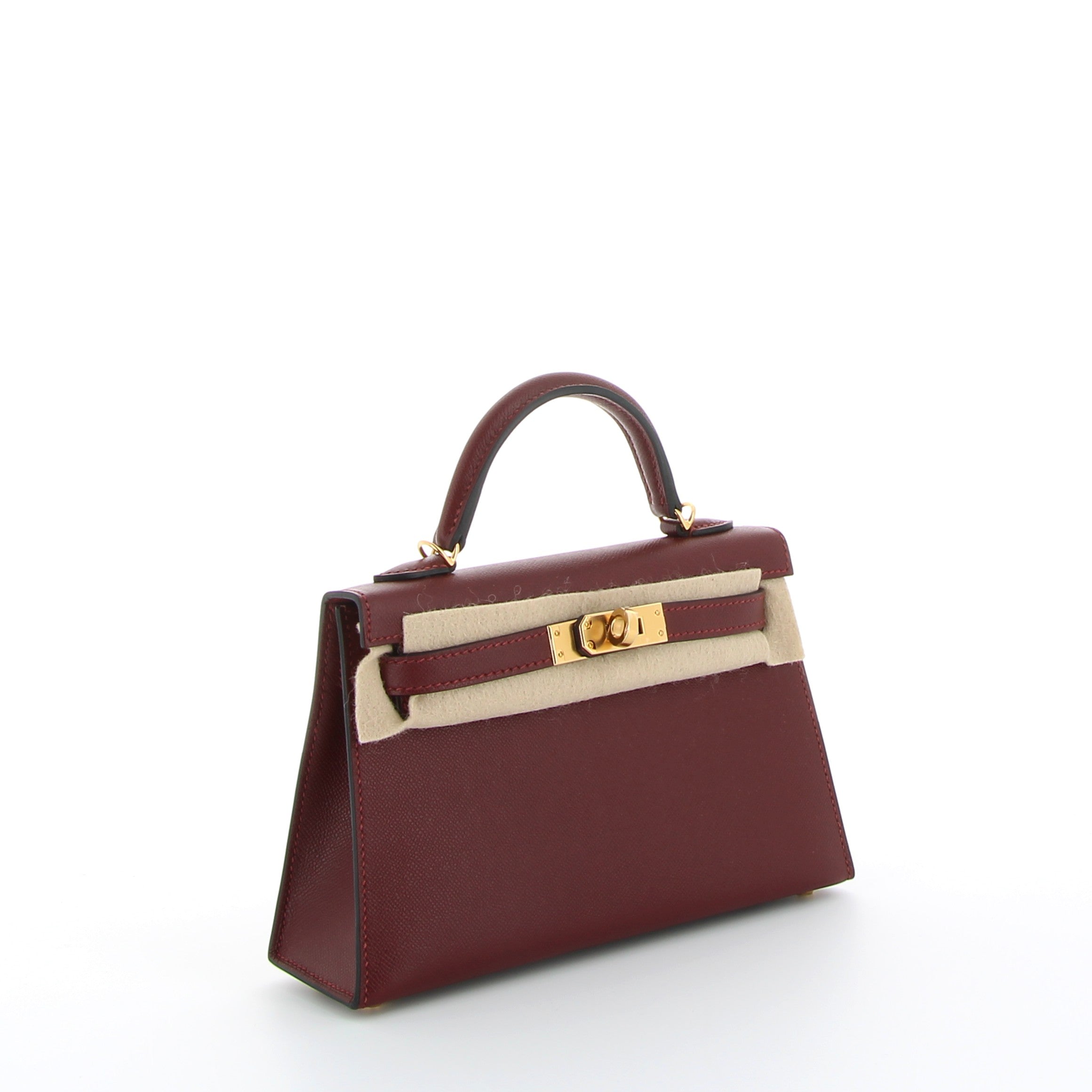 Hermès Mini Kelly 20cm Bordeaux Epsom with Gold Hardware