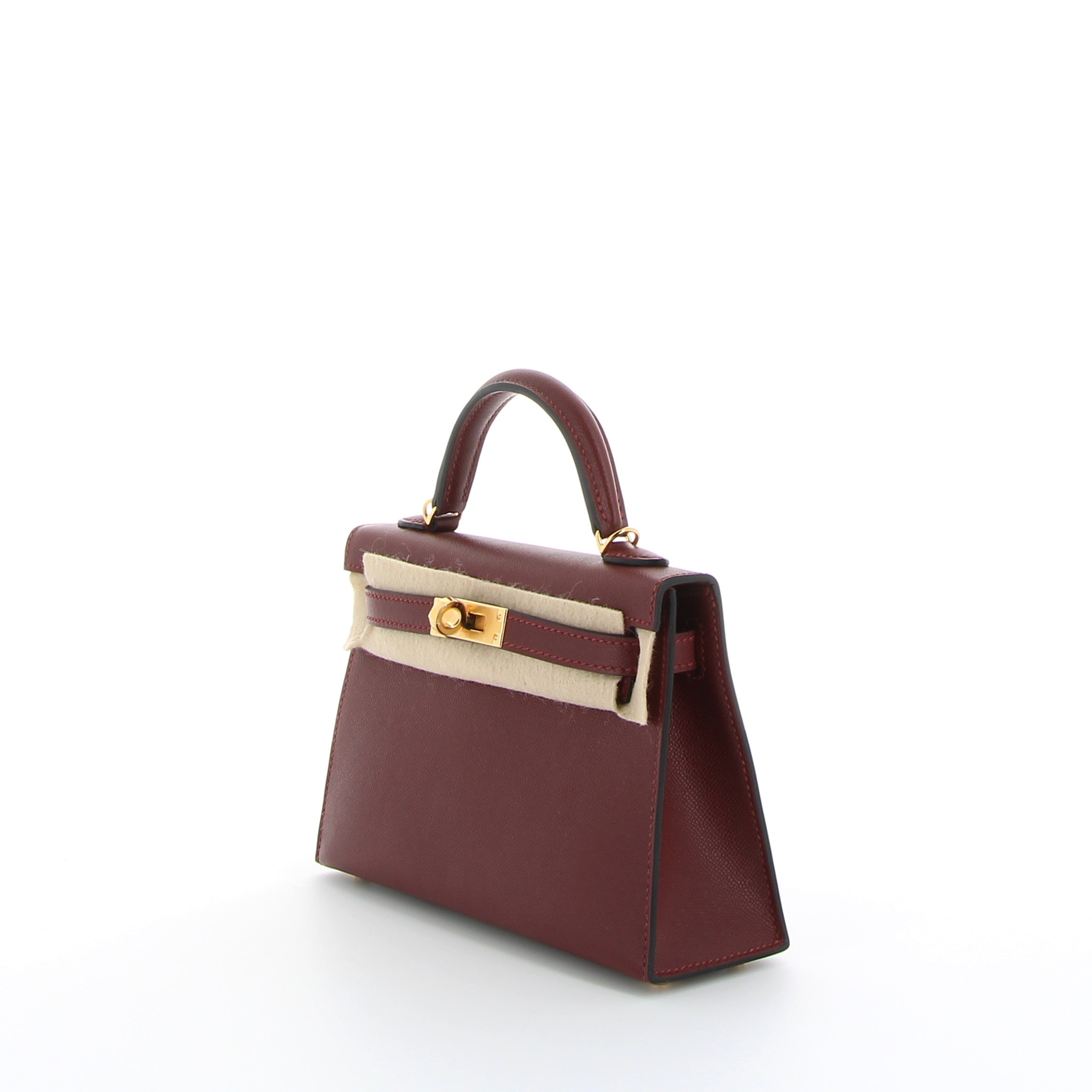 Hermès Mini Kelly 20cm Bordeaux Epsom with Gold Hardware