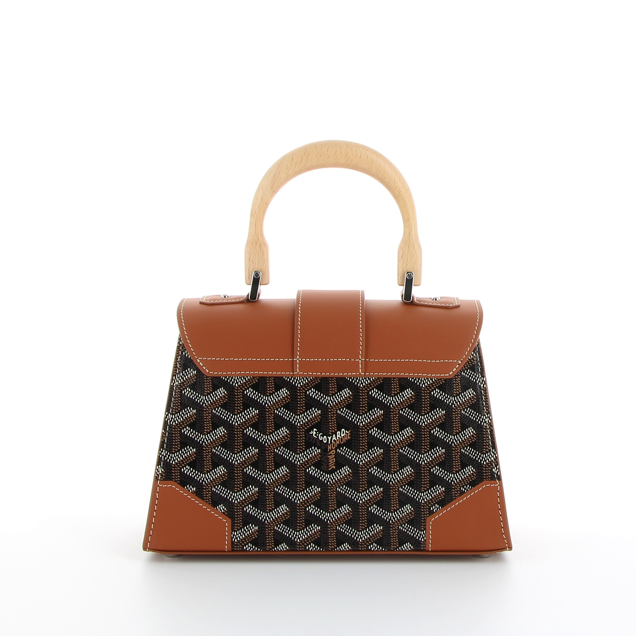 Goyard Saigon Structured Mini Bag in Black Canvas and Tan Vachette Clamecy Leather