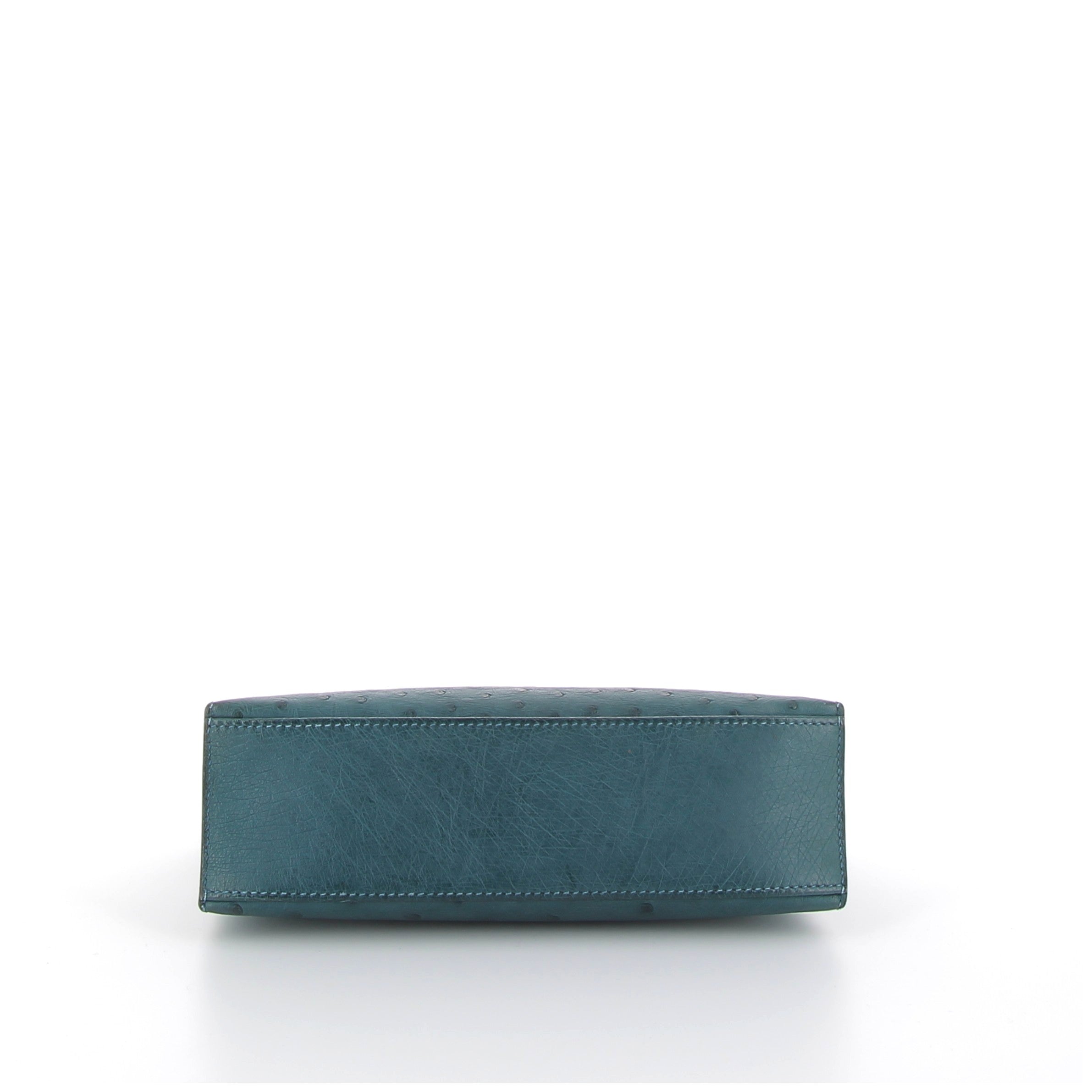 Hermès Kelly Pochette in Bleu Canard Ostrich with Gold Hardware