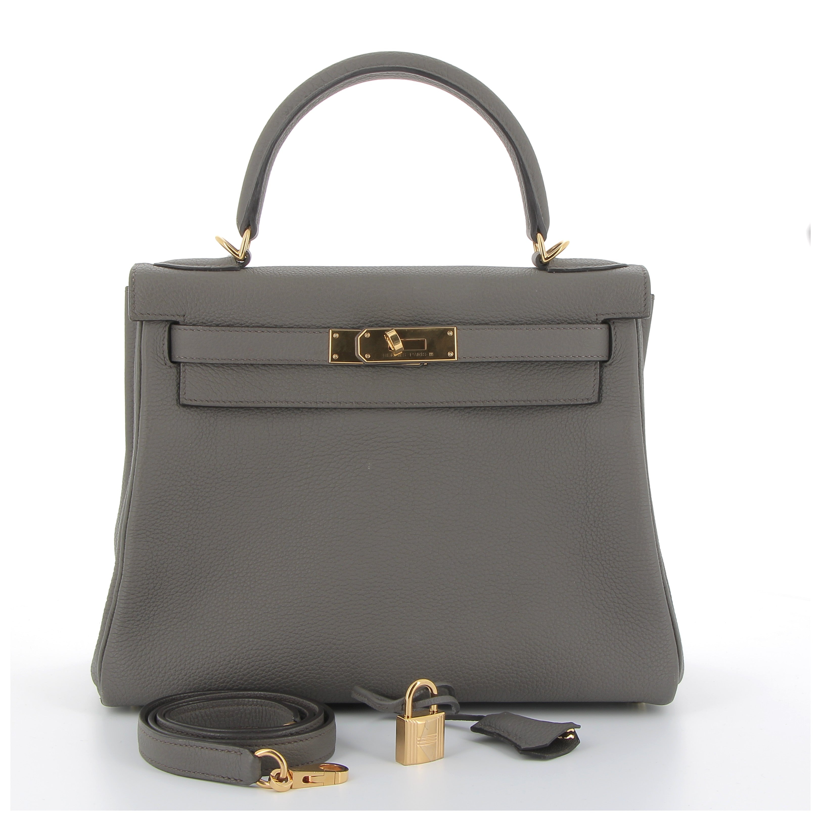 Hermès Kelly 28cm in Gris Etain Togo Gold Hardware