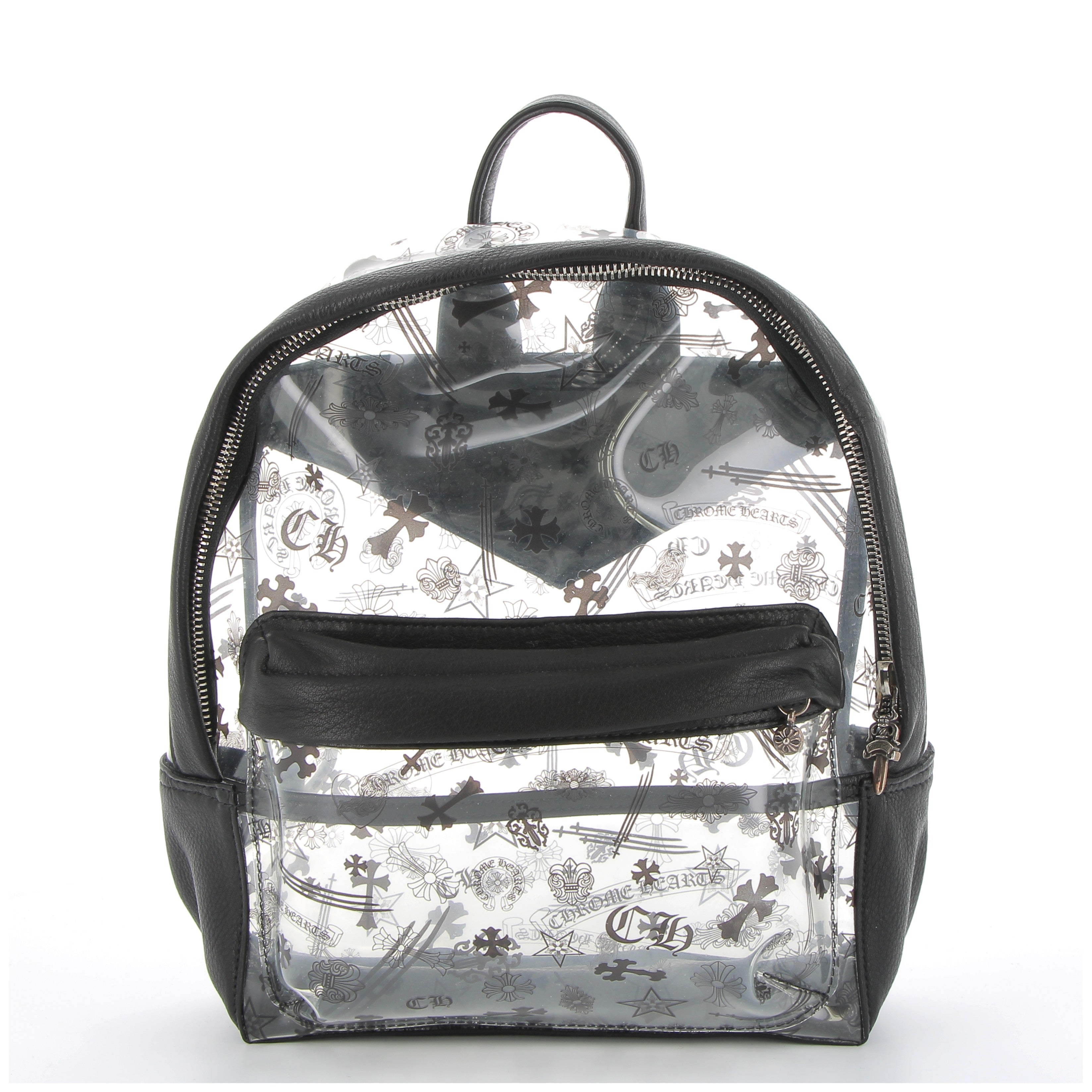 Chrome Hearts Back to School Backpack in Black and Clear Vinyl with Palladium Hardware