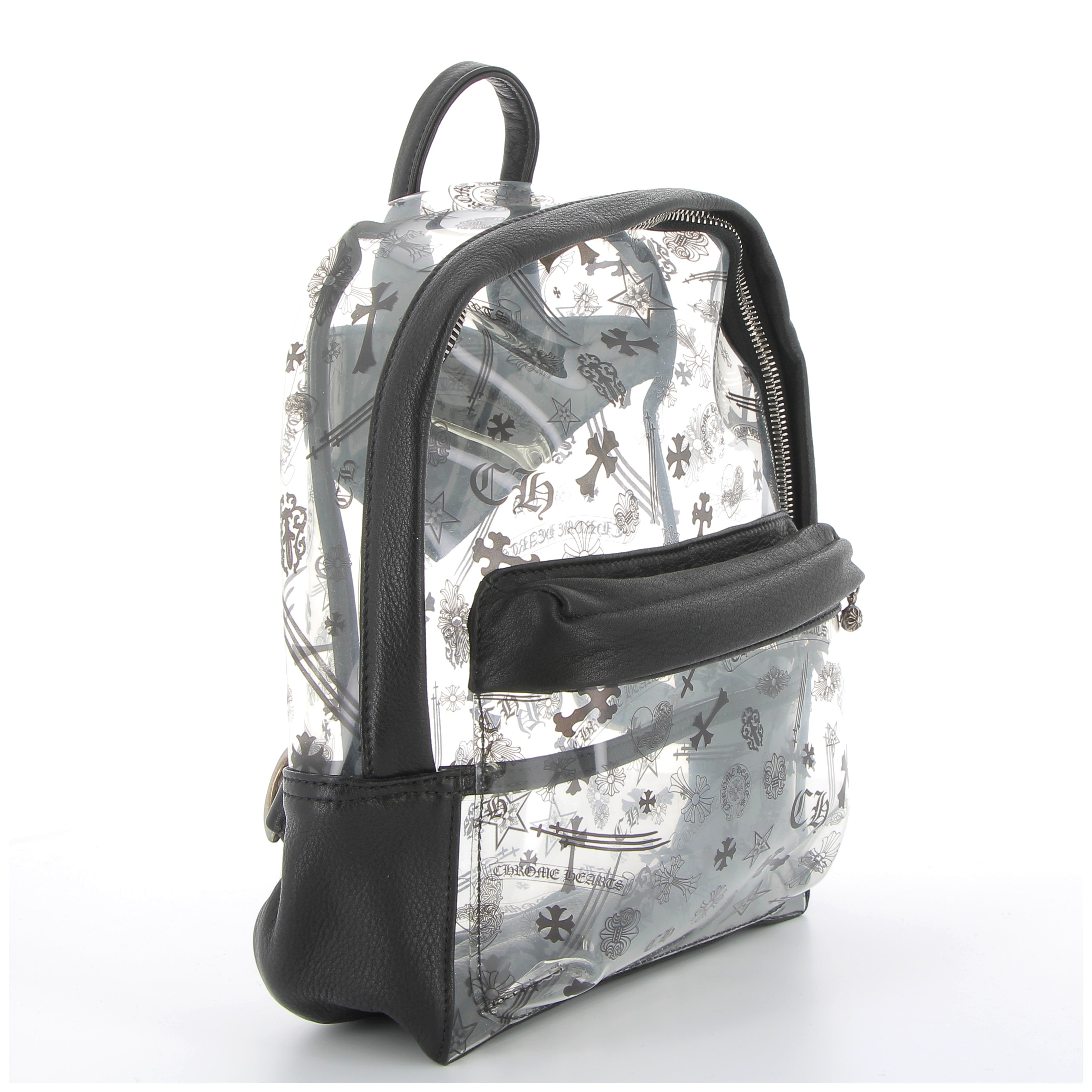 Chrome Hearts Back to School Backpack in Black and Clear Vinyl with Palladium Hardware
