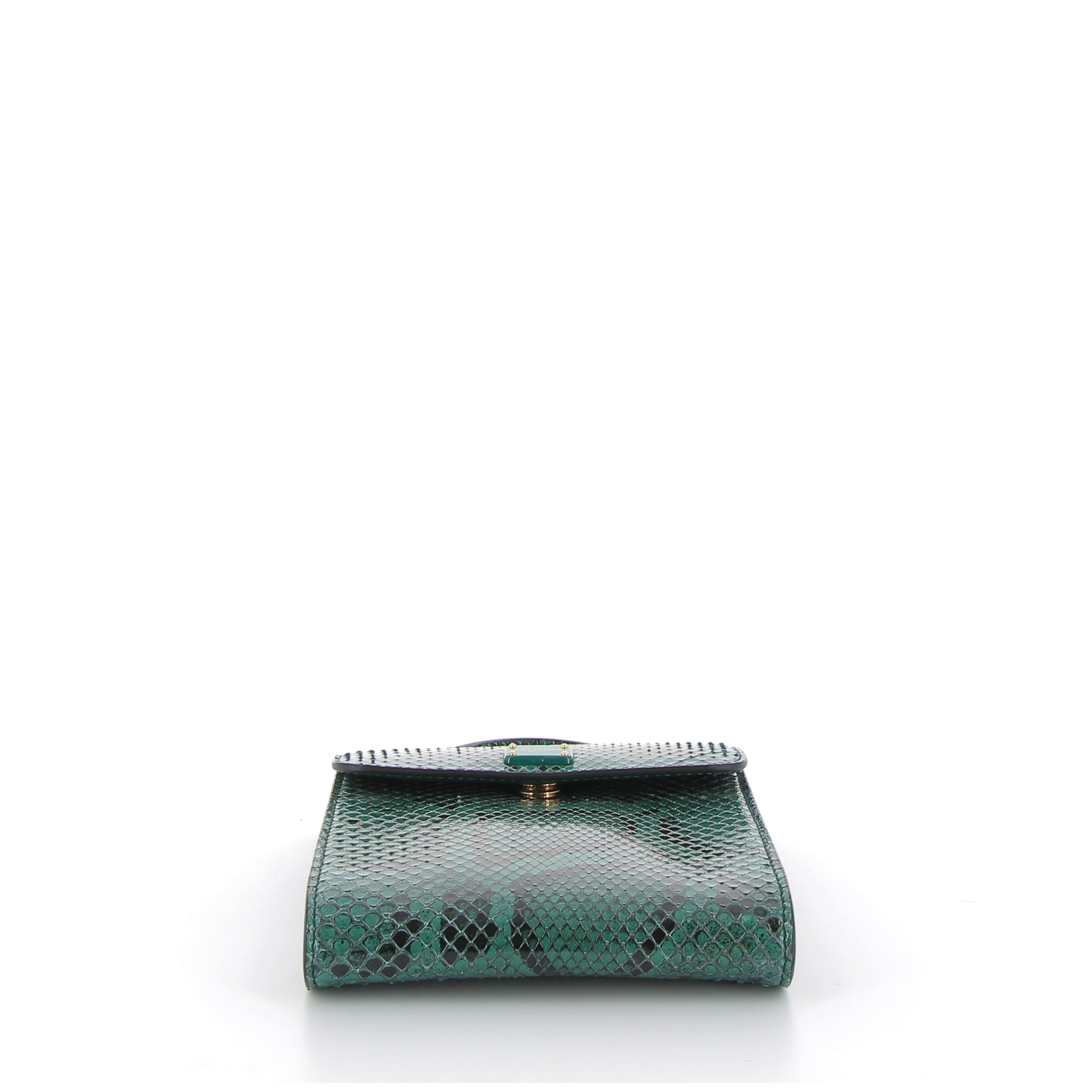 Dolce & Gabbana Green Python Sicily 58 Phone Bag with Gold Hardware