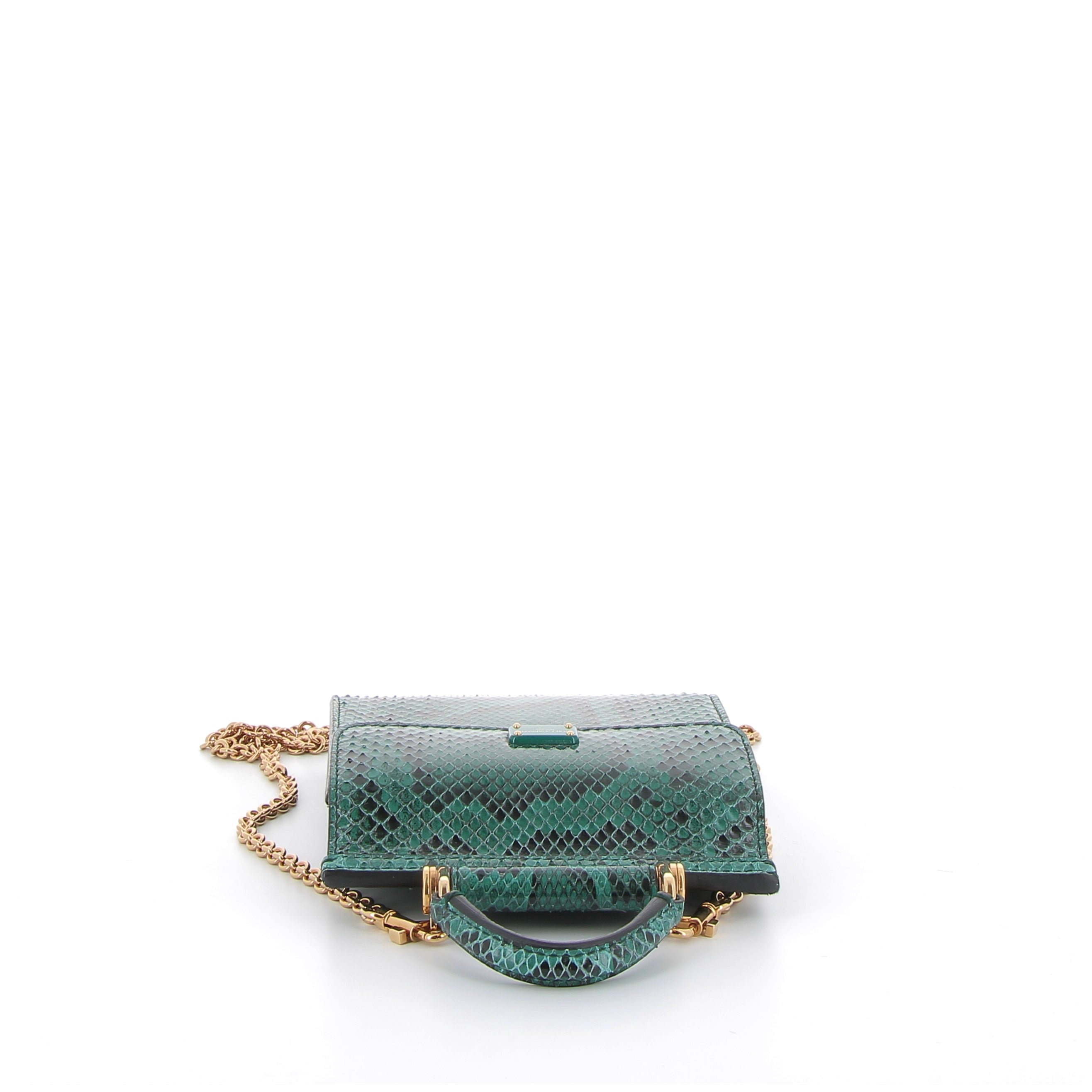 Dolce & Gabbana Green Python Sicily 58 Phone Bag with Gold Hardware