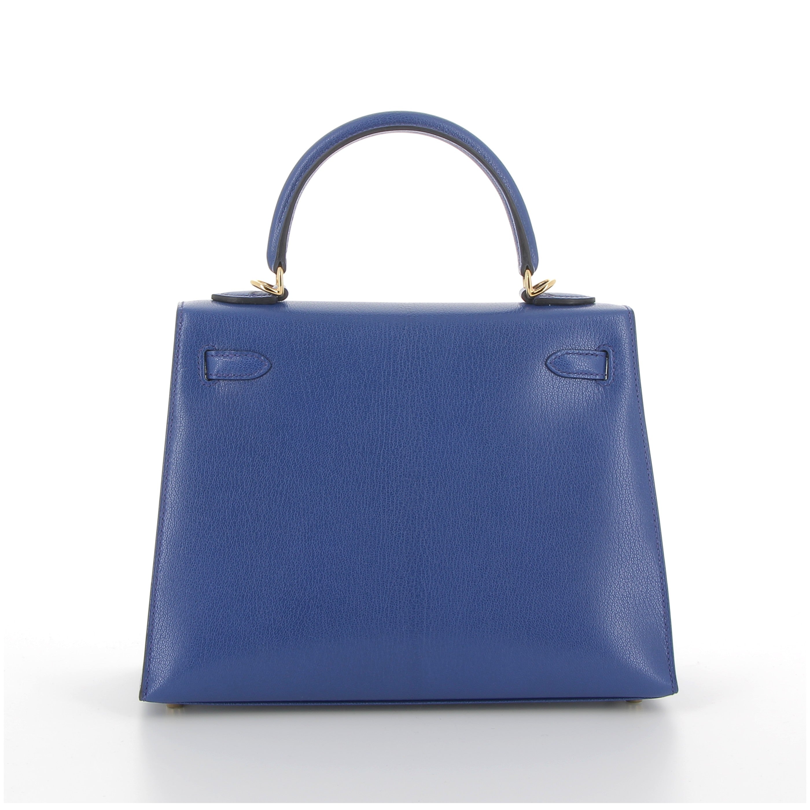 Hermes Kelly 25 in Bleu Electrique Chevre Leather with Gold Hardware