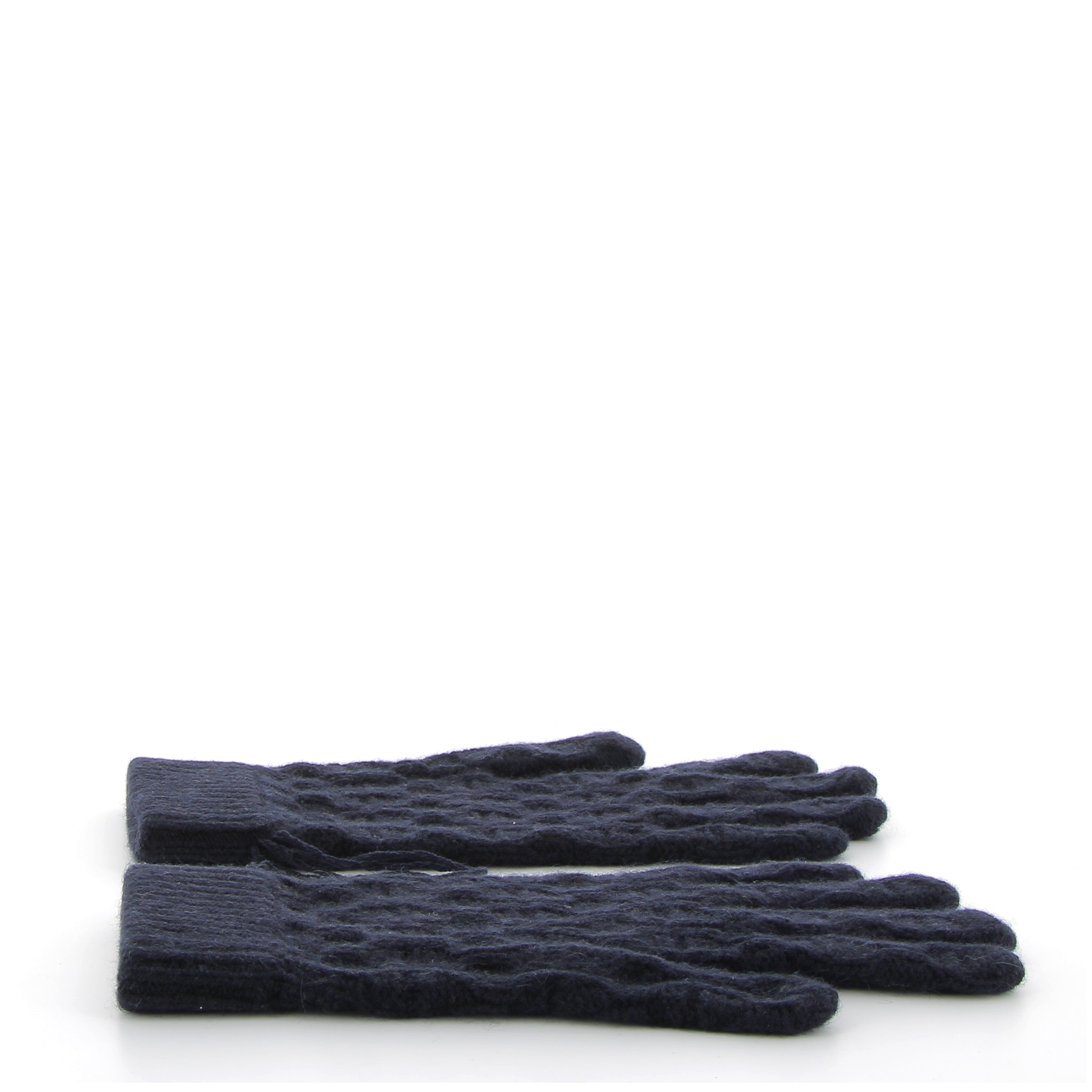 HERMÈS Men's Tri Maillon Gloves Cashmere Knit Navy