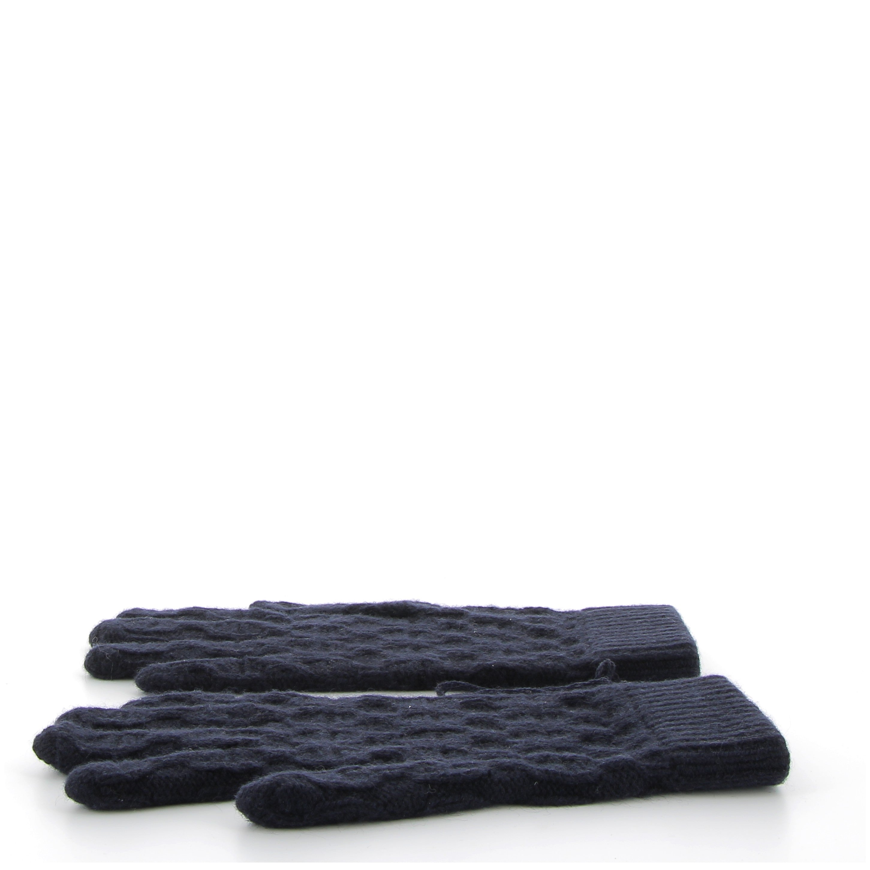 HERMÈS Men's Tri Maillon Gloves Cashmere Knit Navy