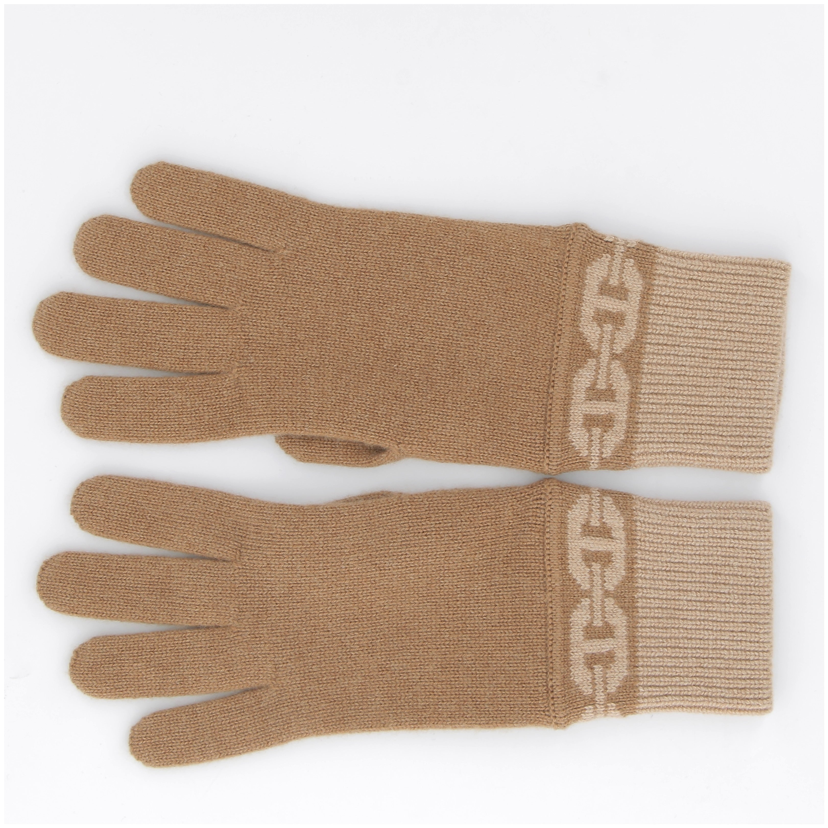 Hermès Heaven Gloves in Chataigne & Biscuit Cashmere, Size Medium