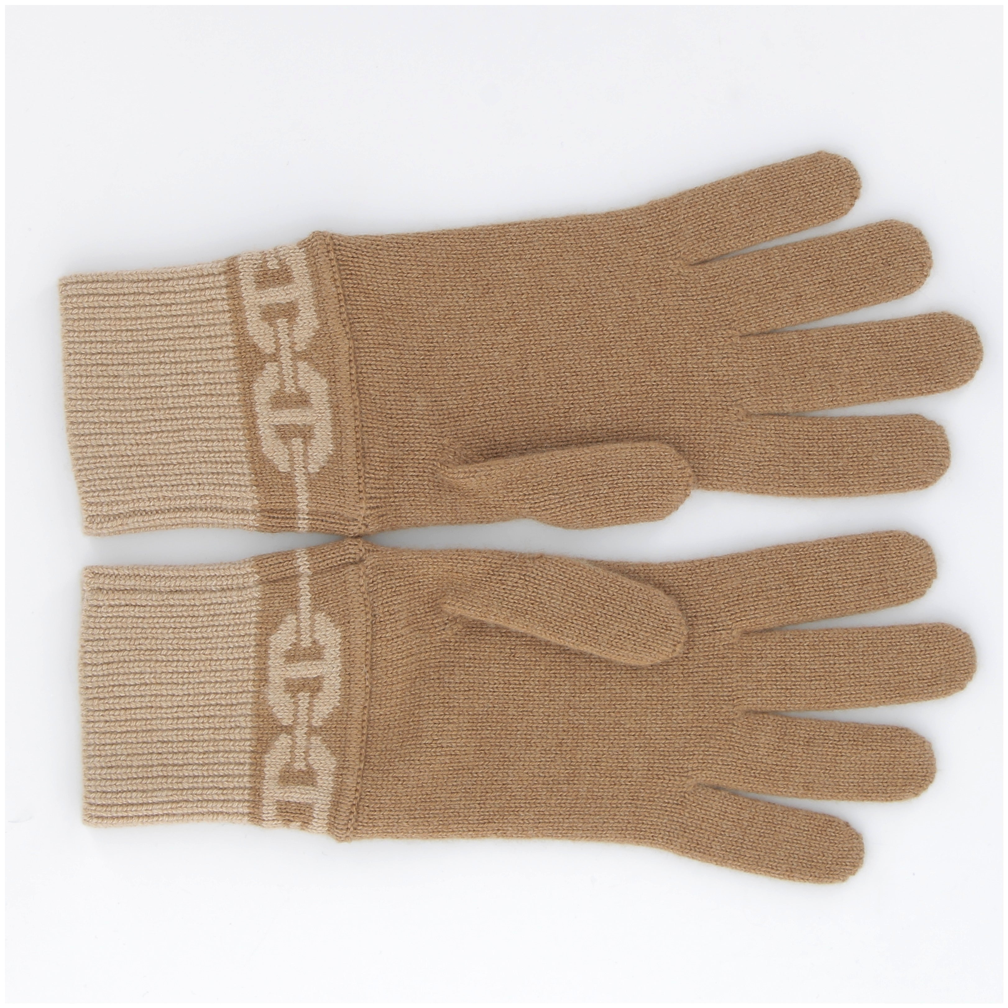 Hermès Heaven Gloves in Chataigne & Biscuit Cashmere, Size Medium
