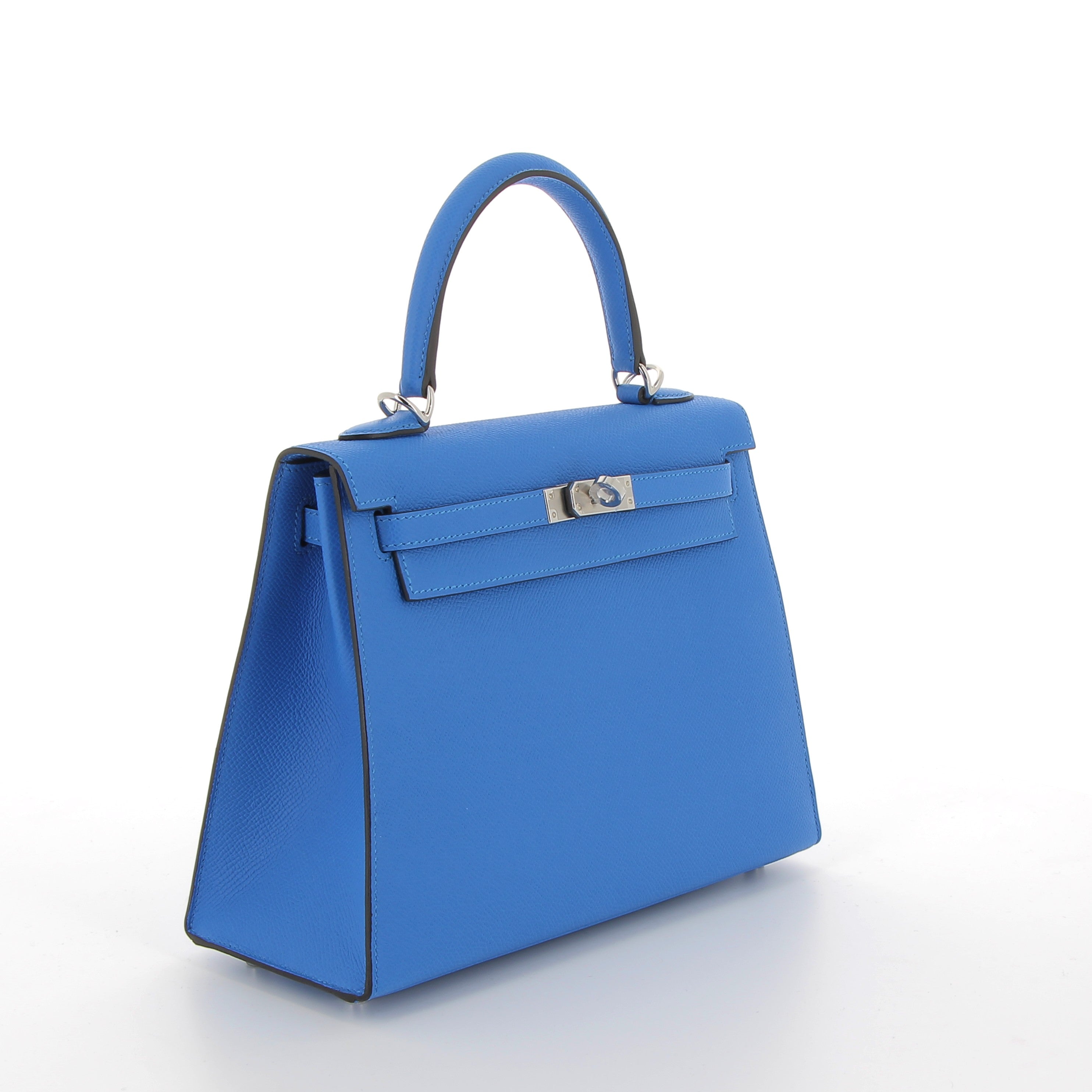 Hermés Kelly 25cm Bleu Hydra Epsom with Palladium Hardware