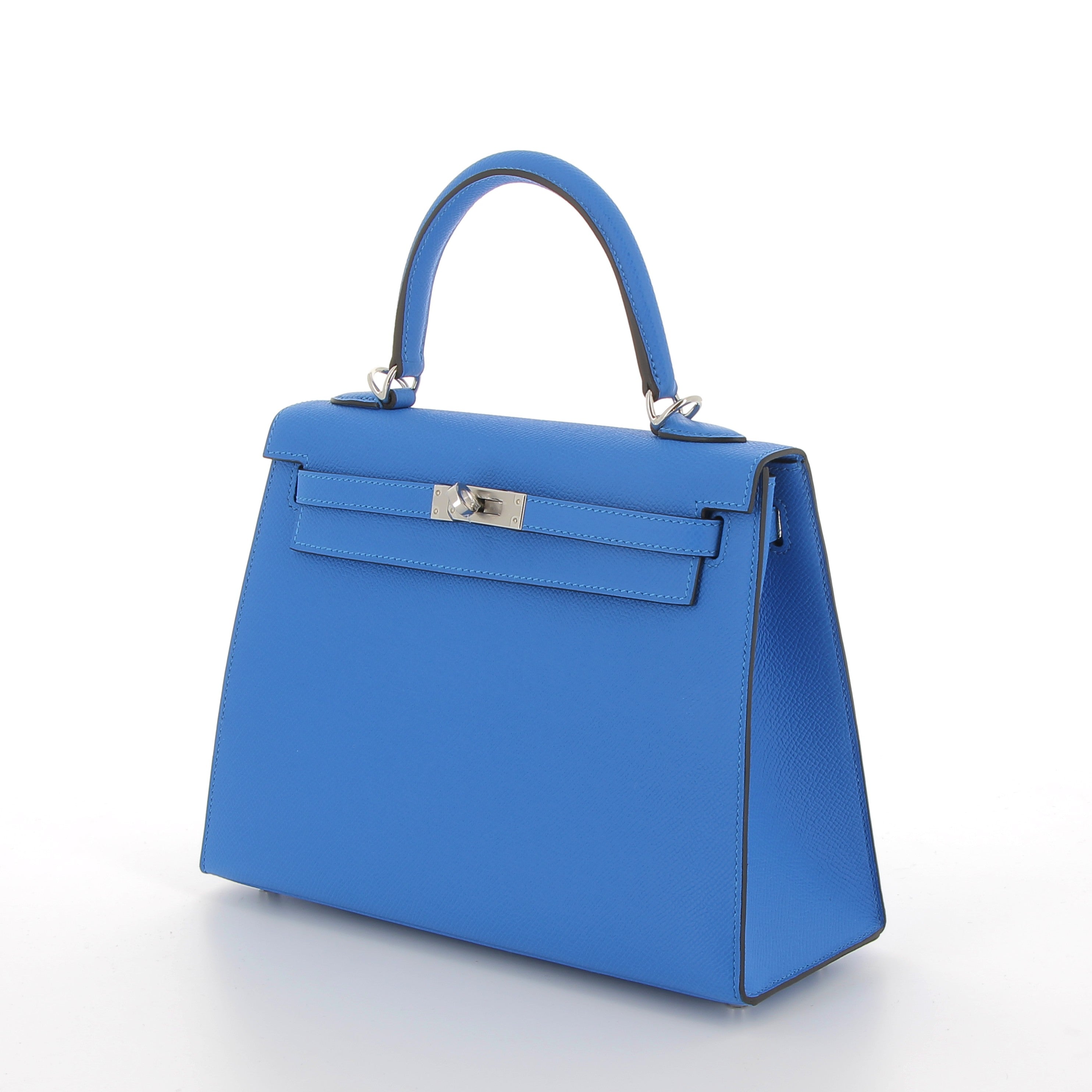 Hermés Kelly 25cm Bleu Hydra Epsom with Palladium Hardware