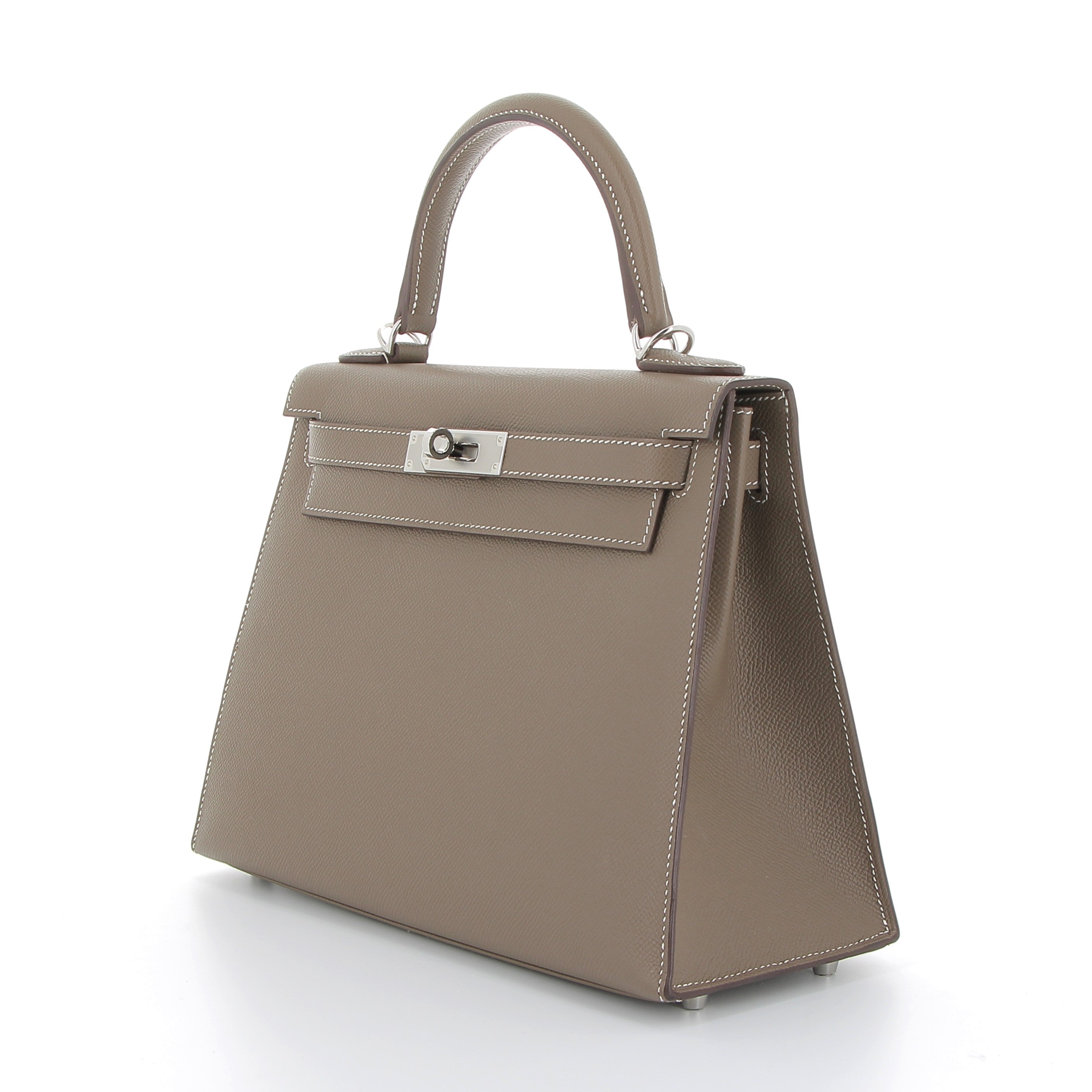 HERMES Kelly 25 Étoupe Epsom Palladium hardware