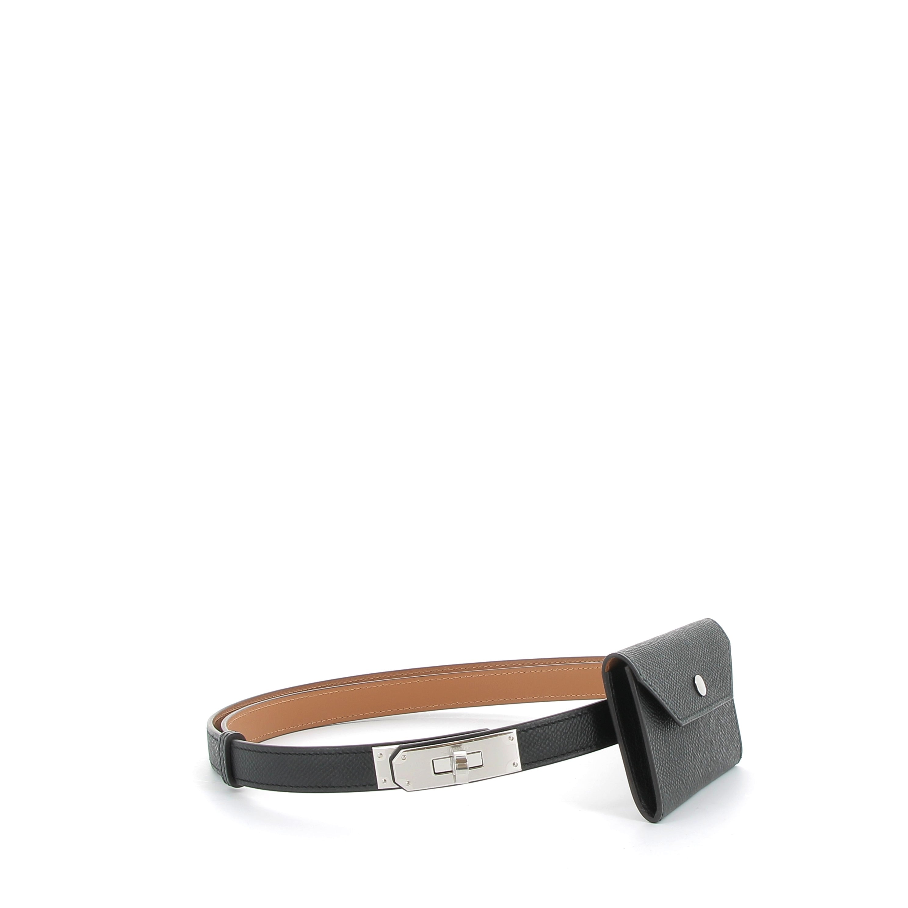 HERMÈS Kelly Ceinture Pocket Noir Epsom Leather Palladium Hardware