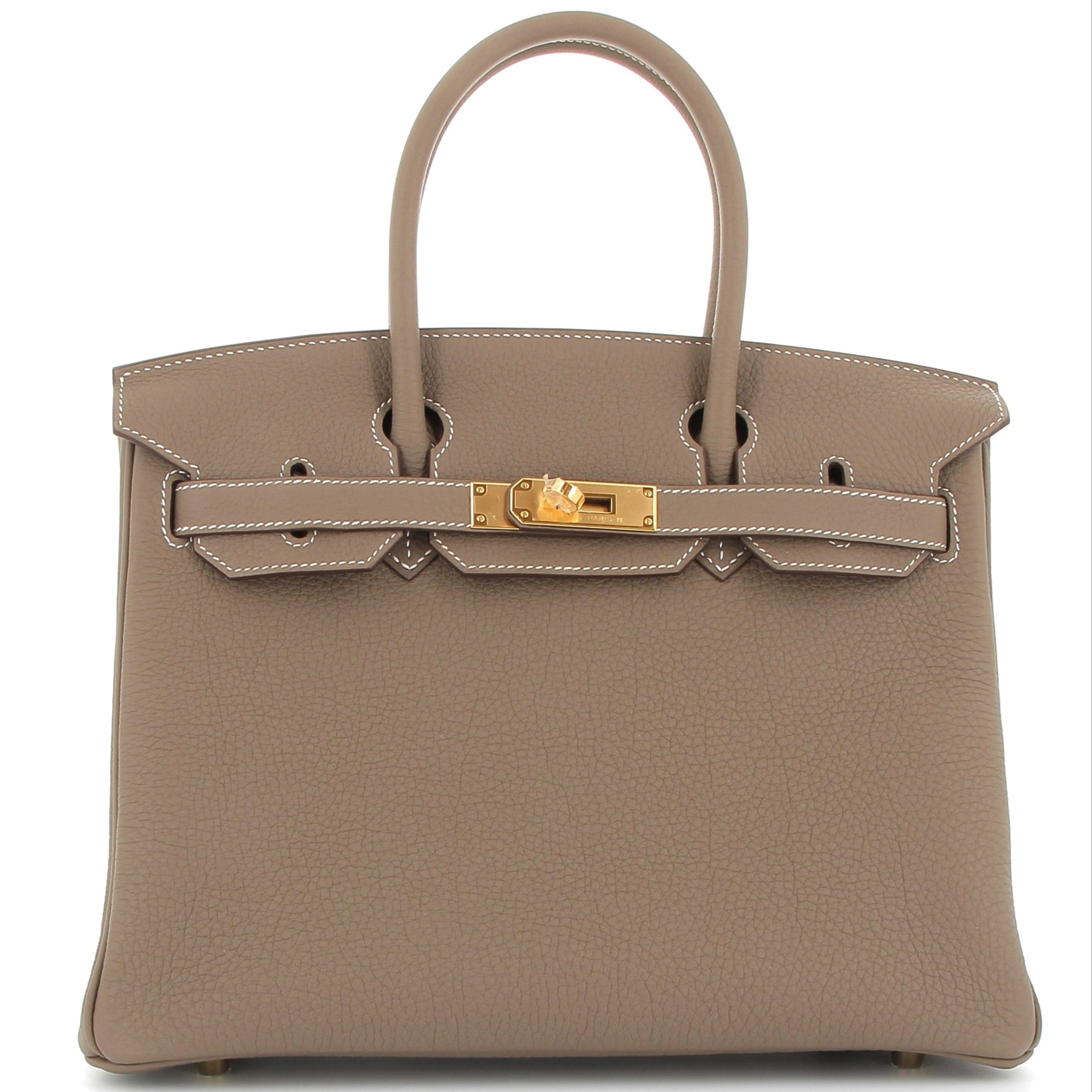 HERMÈS Birkin 30 Étoupe Togo Leather Yellow Gold Hardware