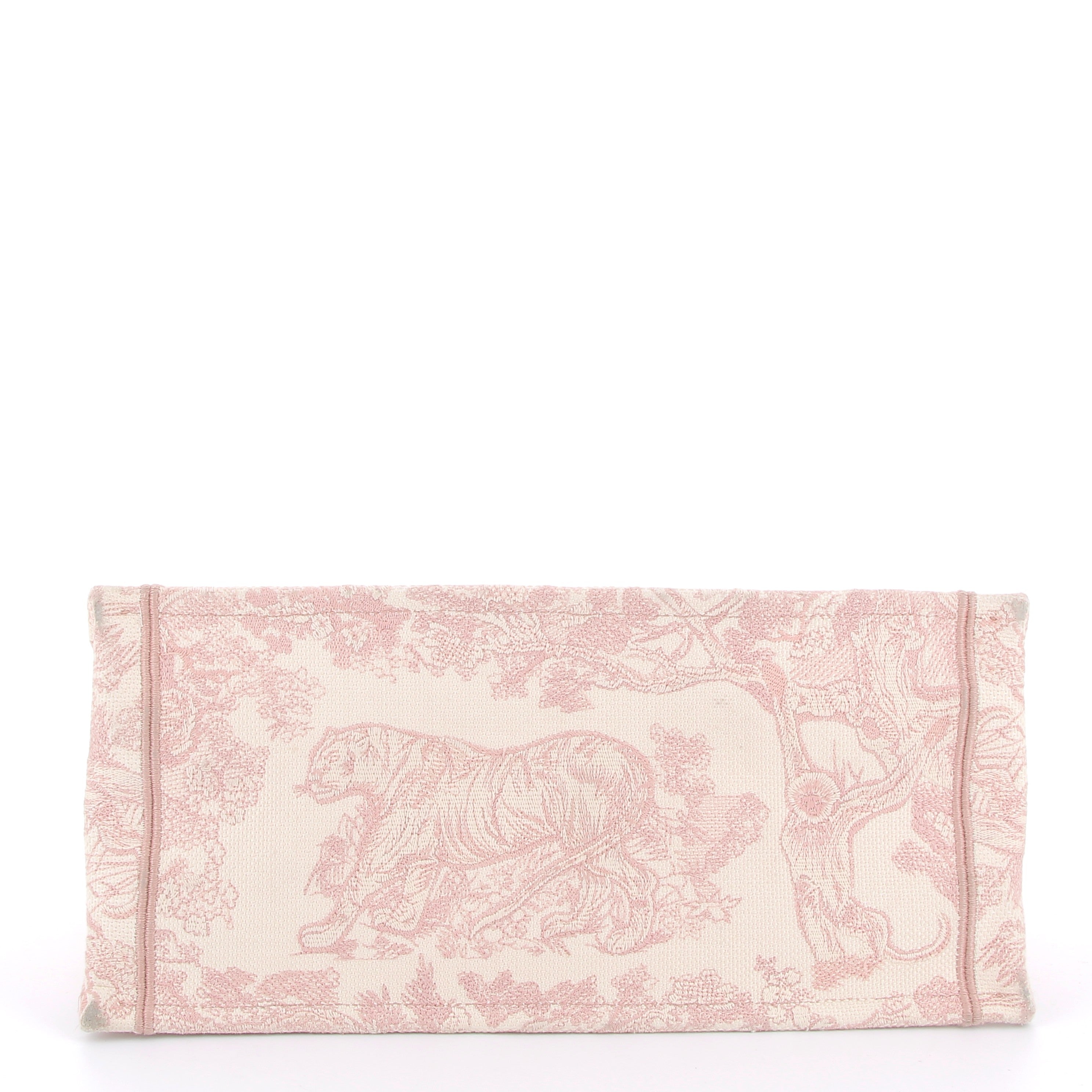 DIOR Book Tote Pink Toile de Jouy Embroidery Ecru and Pink