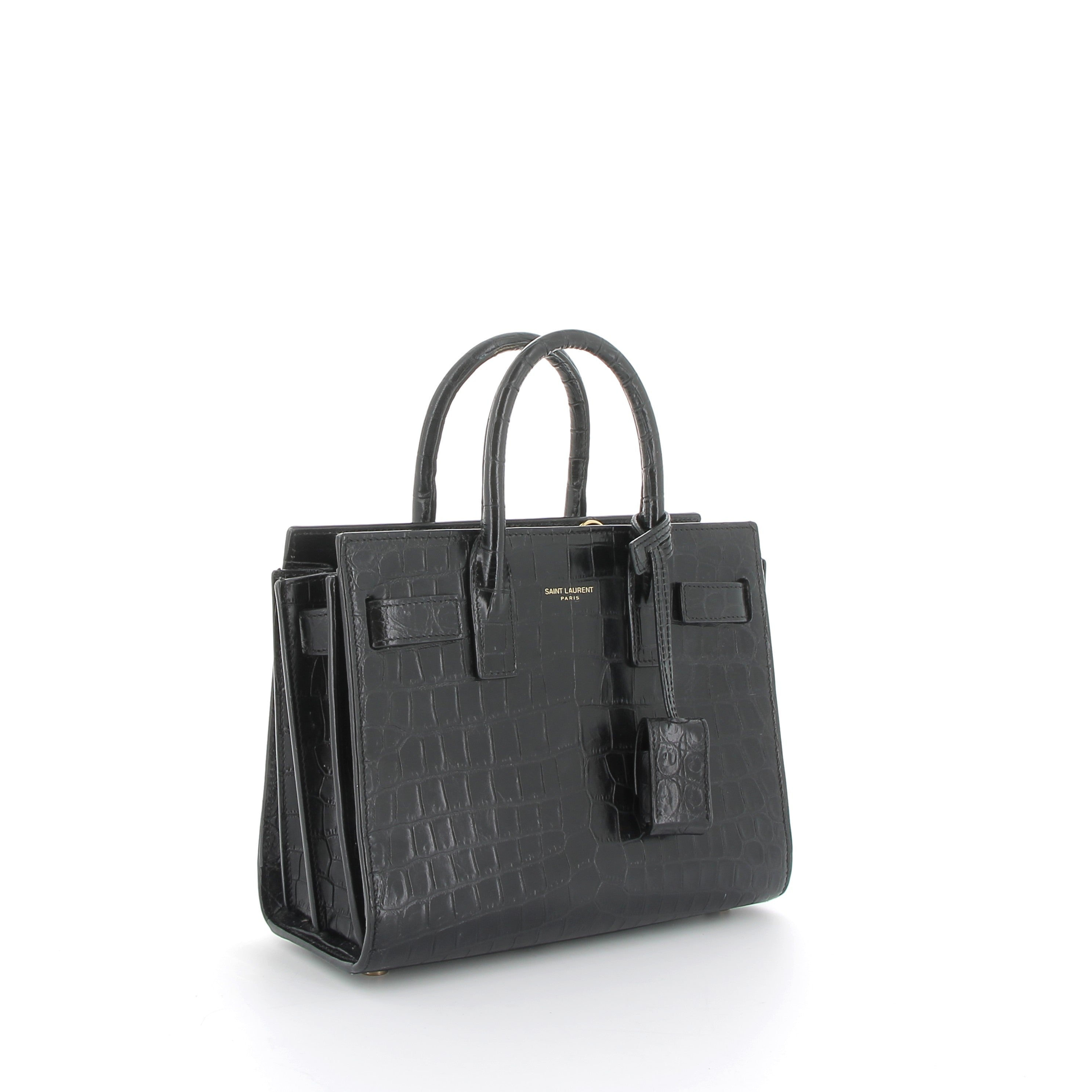 Yves Saint Laurent Nano Sac De Jour Black Croc Embossed