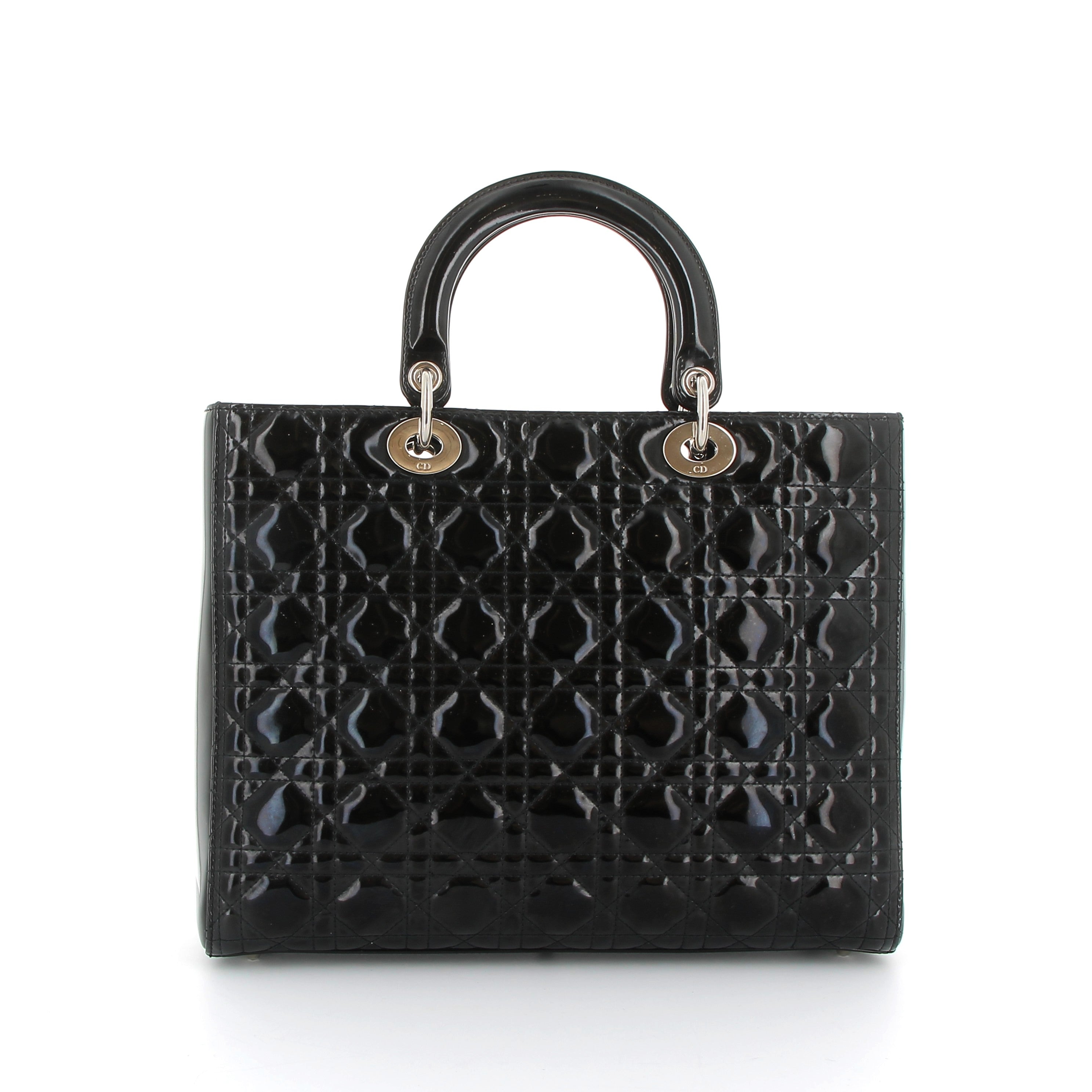 DIOR Lady Dior in Black Patent Leather Silver Hardware