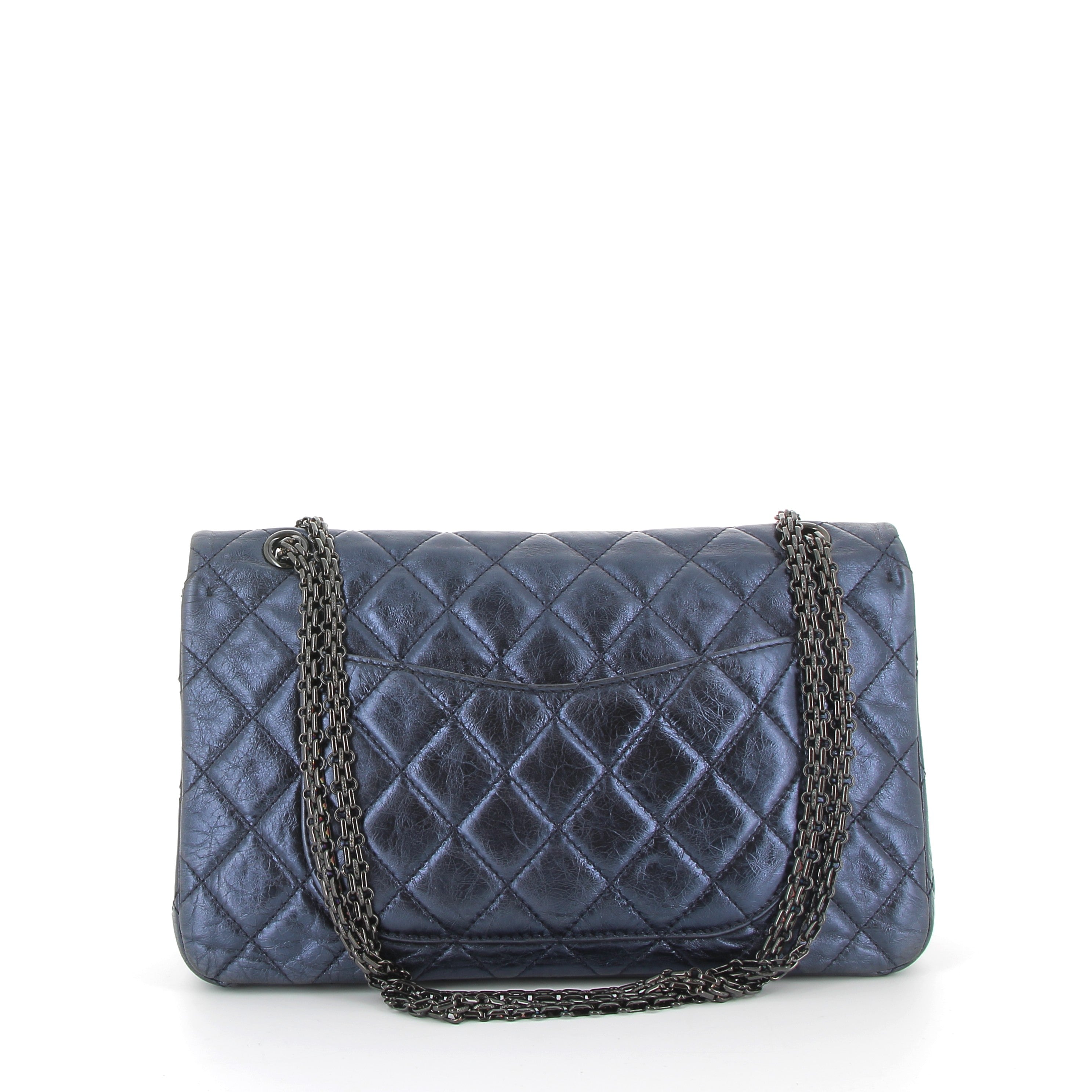 CHANEL Timeless 2.55 Navy Blue Quilted Leather