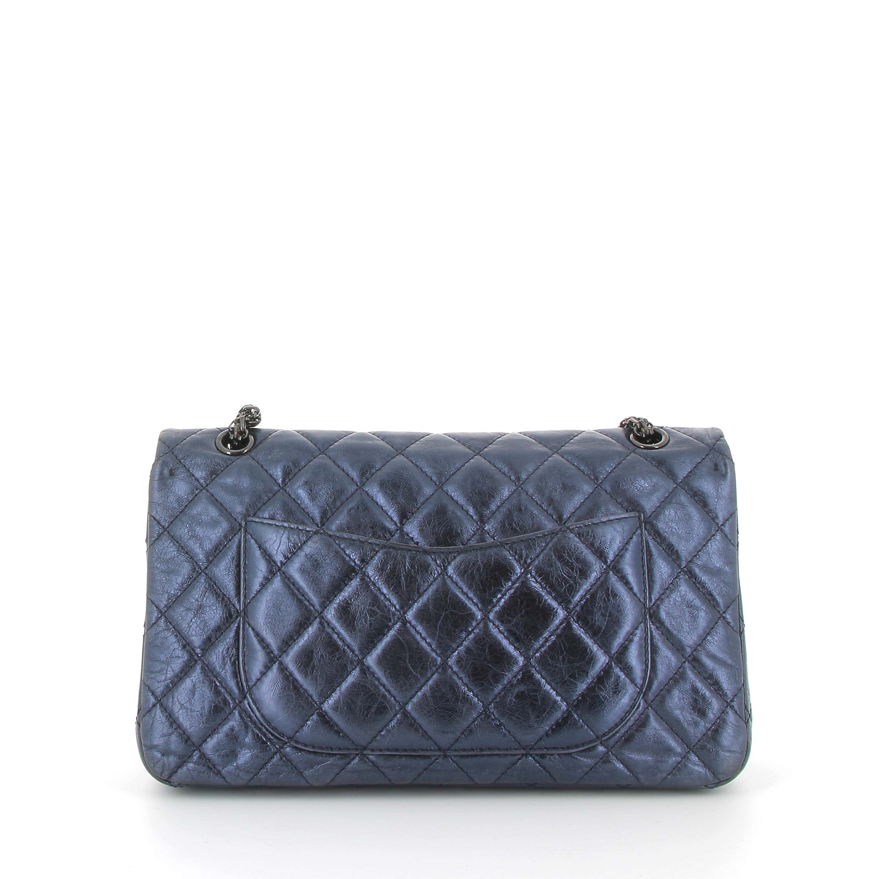CHANEL Timeless 2.55 Navy Blue Quilted Leather