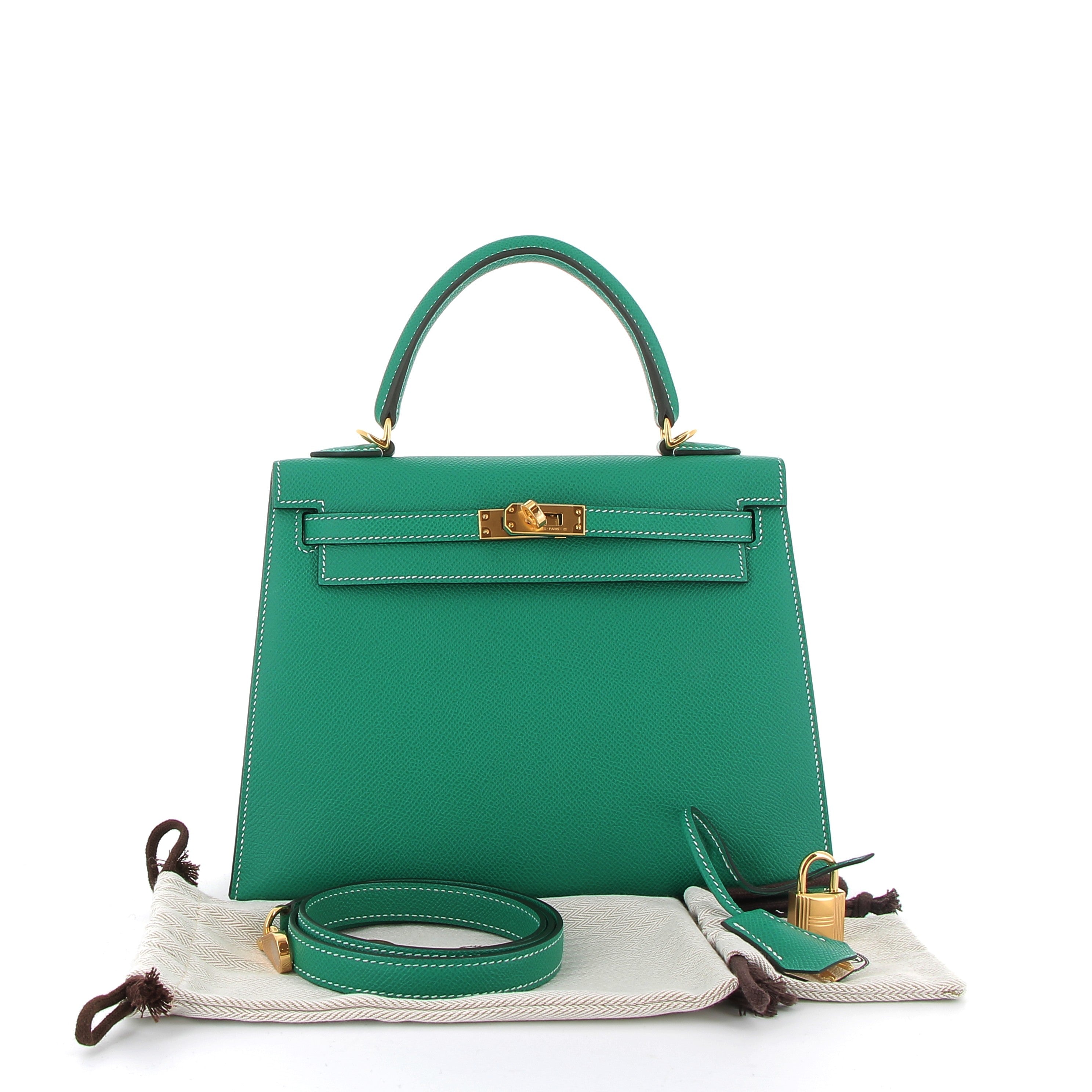 HERMÈS Kelly 25 Vert Jade Epsom leather Gold hardware (GHW)